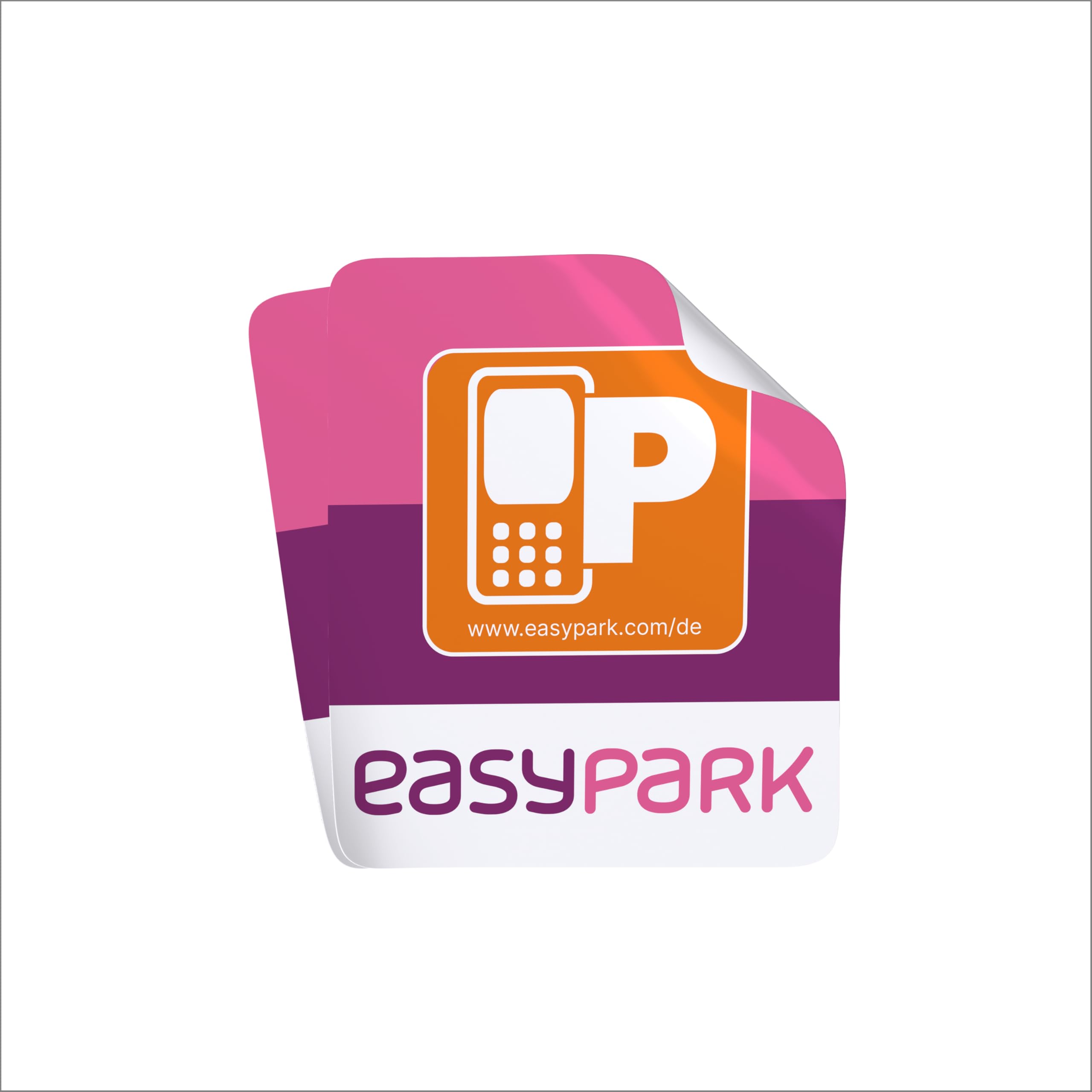 2X EASYPARK Hinterglasaufkleber Vignette Set - Ticket Aufkleber | Vignette Auto Park APP Sticker - Parkplakette (4,5 x 4 cm extra klein, UV Schutz, wiederablösbar)