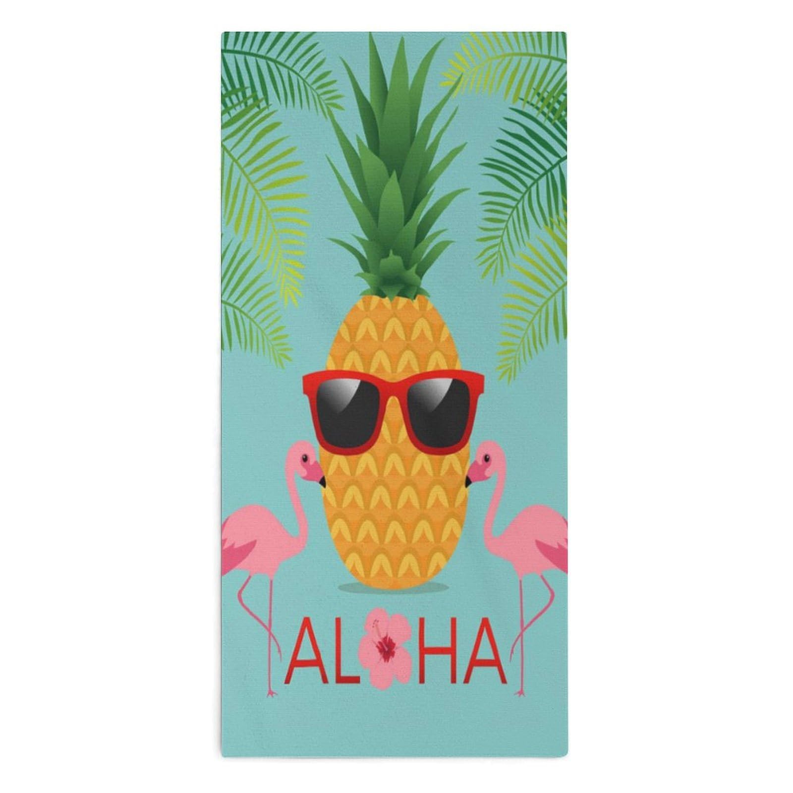 NCLQVJXZKHW Aloha Pineapple And Flamingo Hand Towels Soft Face Towel Gym Bathroom Travel Hotel 13"x28"