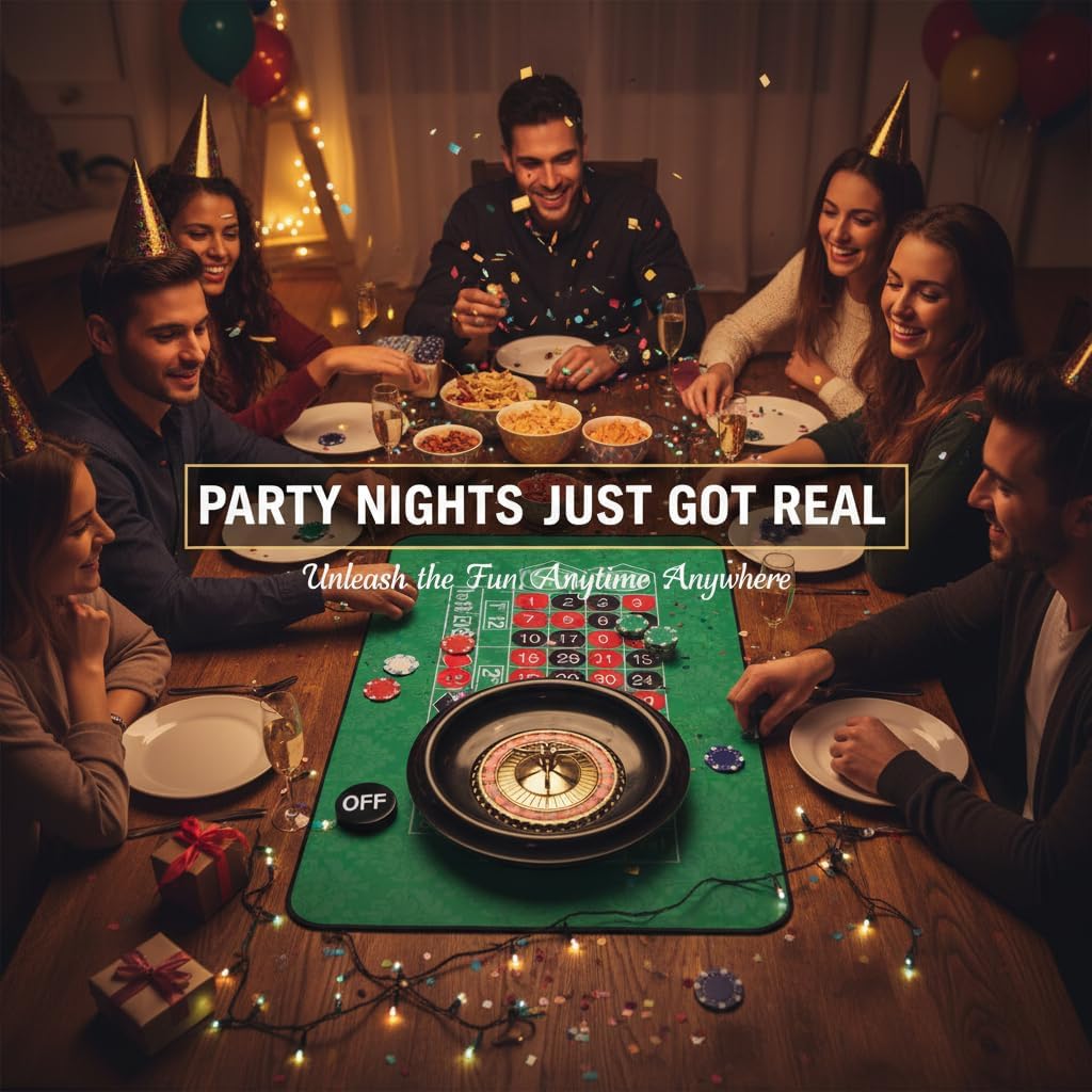 DAYUMKOU Roulette Wheel Set Includes 16'' Roulette Wheel, 200 Casino Chips, Green Roulette Mat, Chip Racks, Dealer Button, Marker Stick, Balls for Casino Game Night Party