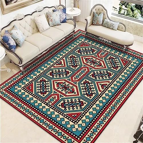 Tapis de salon bleu 180x250cm géométrique pour chambre moderne