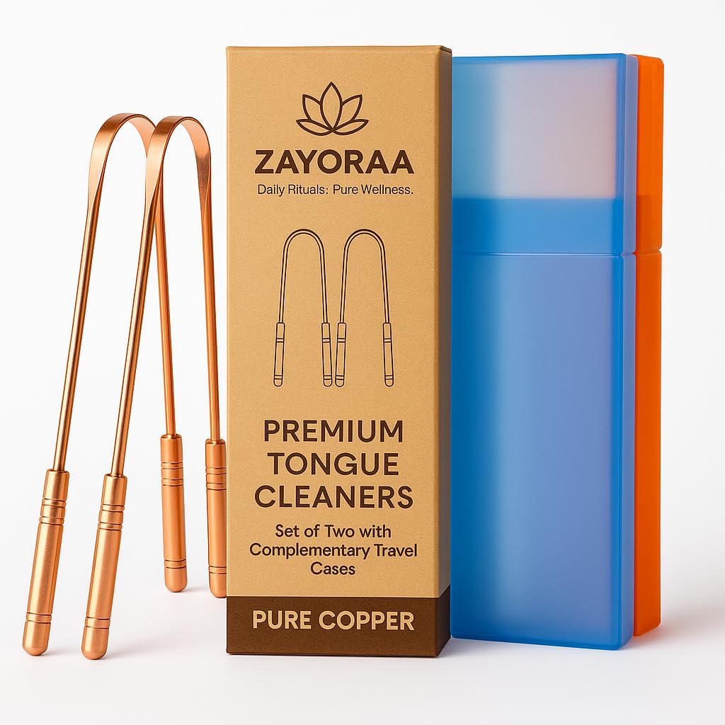 Copper Tongue Cleaner (Pack of 2) with Travel Cases - Antimicrobial, Fights Bad Breath, Thick, Durable Build, For Bad Breath Control & Better Oral Hygiene-image-14