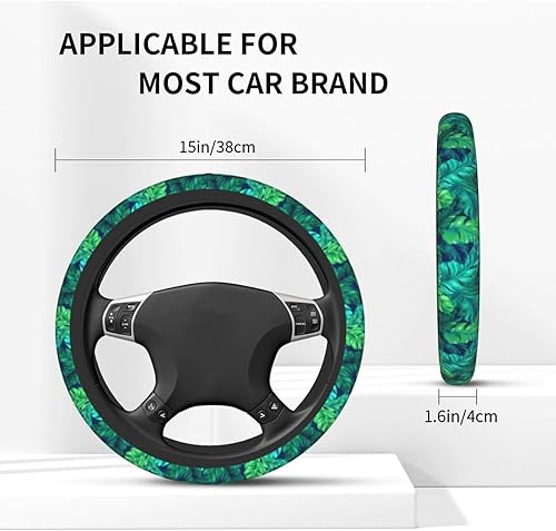 Miniatura 6 de Funda de volante de verano con hojas hawaianas tropicales, diseño de hojas turquesas, accesorios de automóvil, lindos accesorios para mujeres y