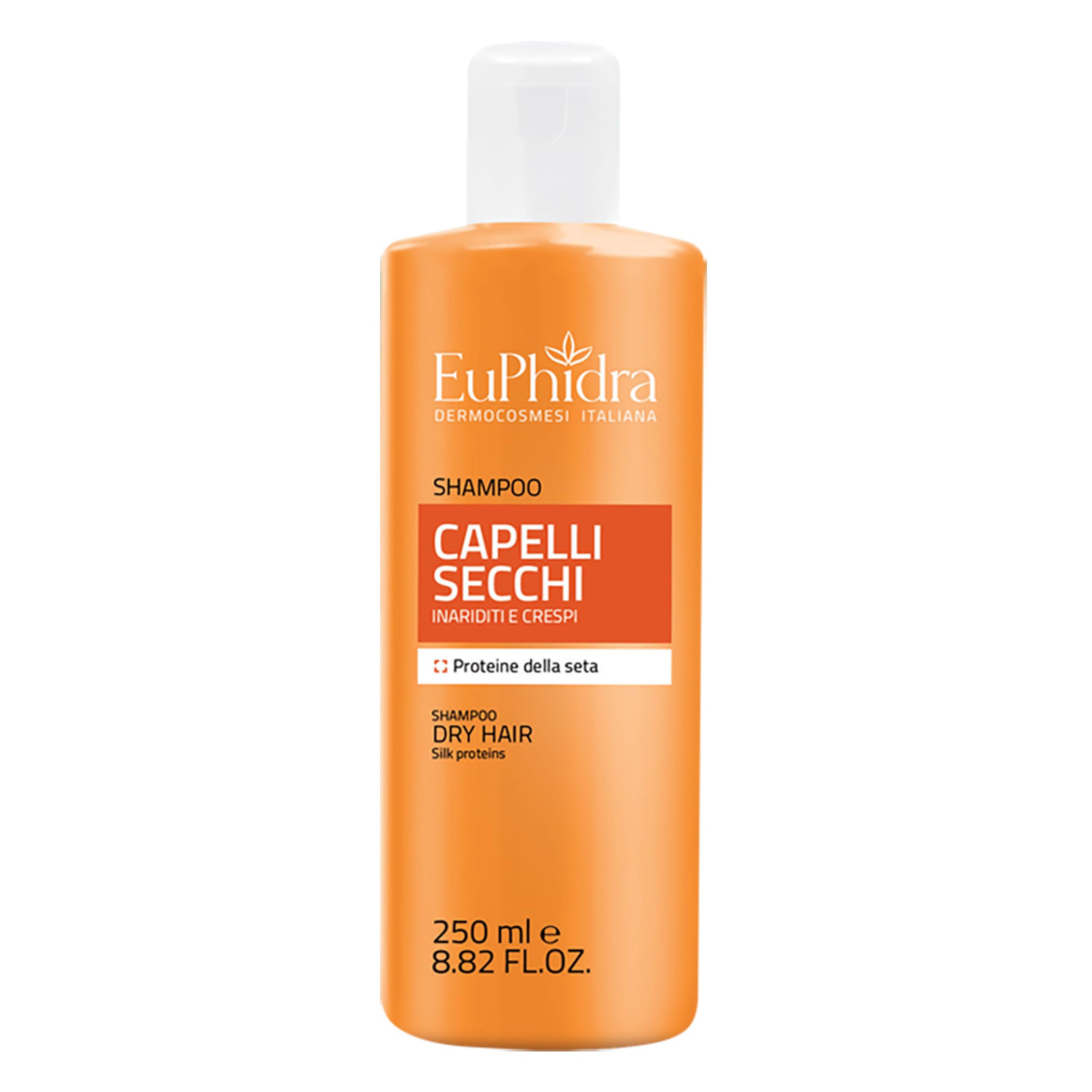Euphidra, Shampoo Capelli Secchi, Flacone 250 ml, Delicato ed Efficace per Capelli Aridi, Devitalizzati e Crespi, Morbidi e Luminosi, Dermatologicamente Testato