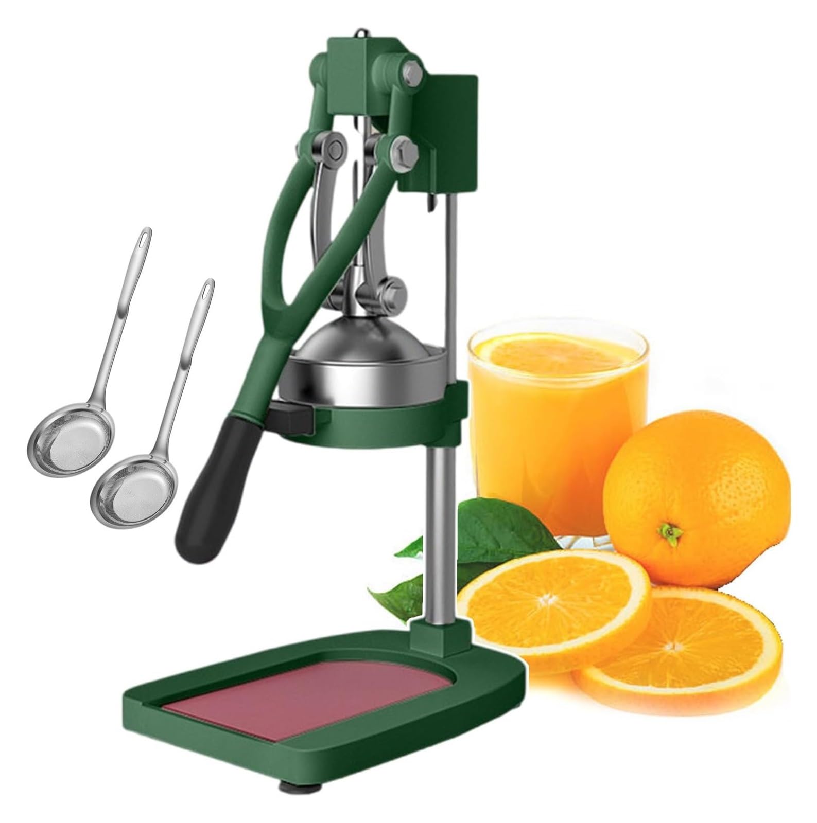 Spremiagrumi Manuale, Estrattore di Succo Manuale, Estrattore Manuale for spremiagrumi, Robot da Cucina con Filtro Rimovibile a V, spremiagrumi in Acciaio Inossidabile(Green)
