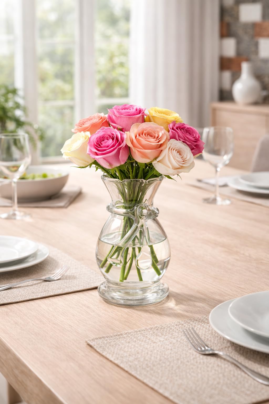 Glass Vase for Flowers, Modern Decorative for Home Decor Center Table 6 inch Height Small Size-image-42