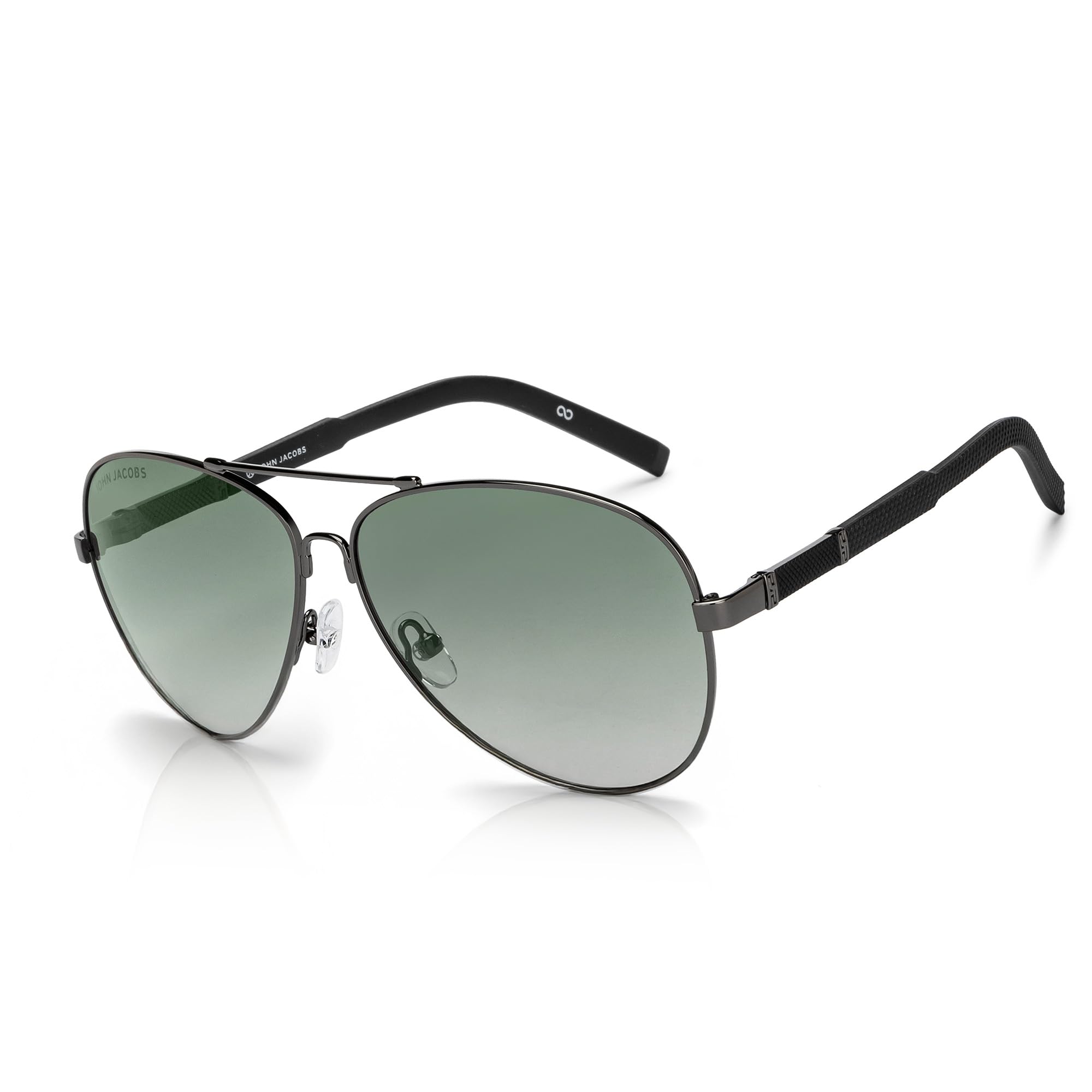 - | Gunmetal - Green | Full Rim Pilot Stylish & Premium Polarized Sunglasses | Polarized and 100% UV Protected | Men & Women | Extra Wide | JJ S15863