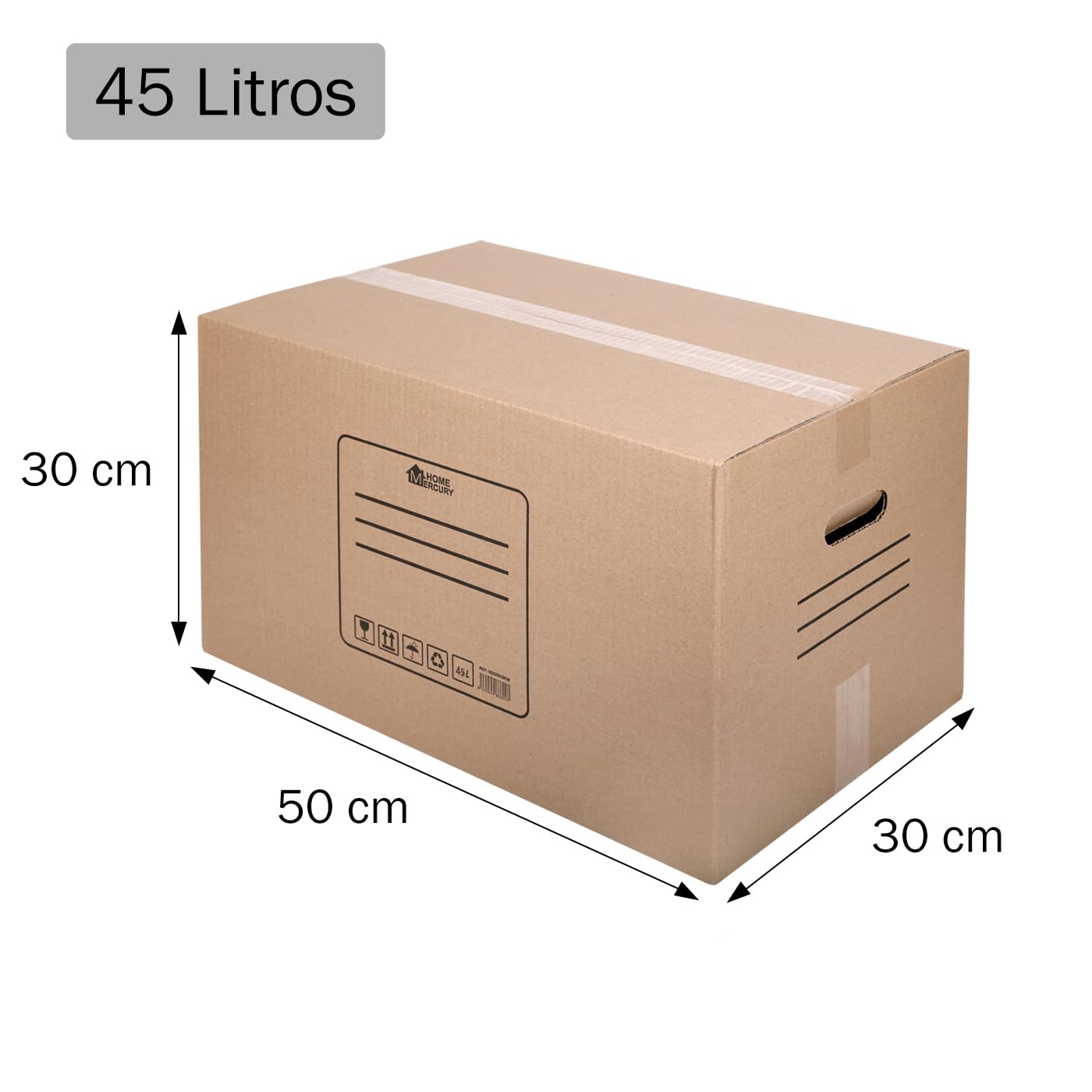 MERCURY- PACK 10/20 Cajas mudanza y Almacenaje Ultra Resistentes + Precinto, Cajas de Carton con Asas para fácil manejo,box grandes y pequeñas,Reutilizables (10 Cajas 50x30x30CM 45Litros)