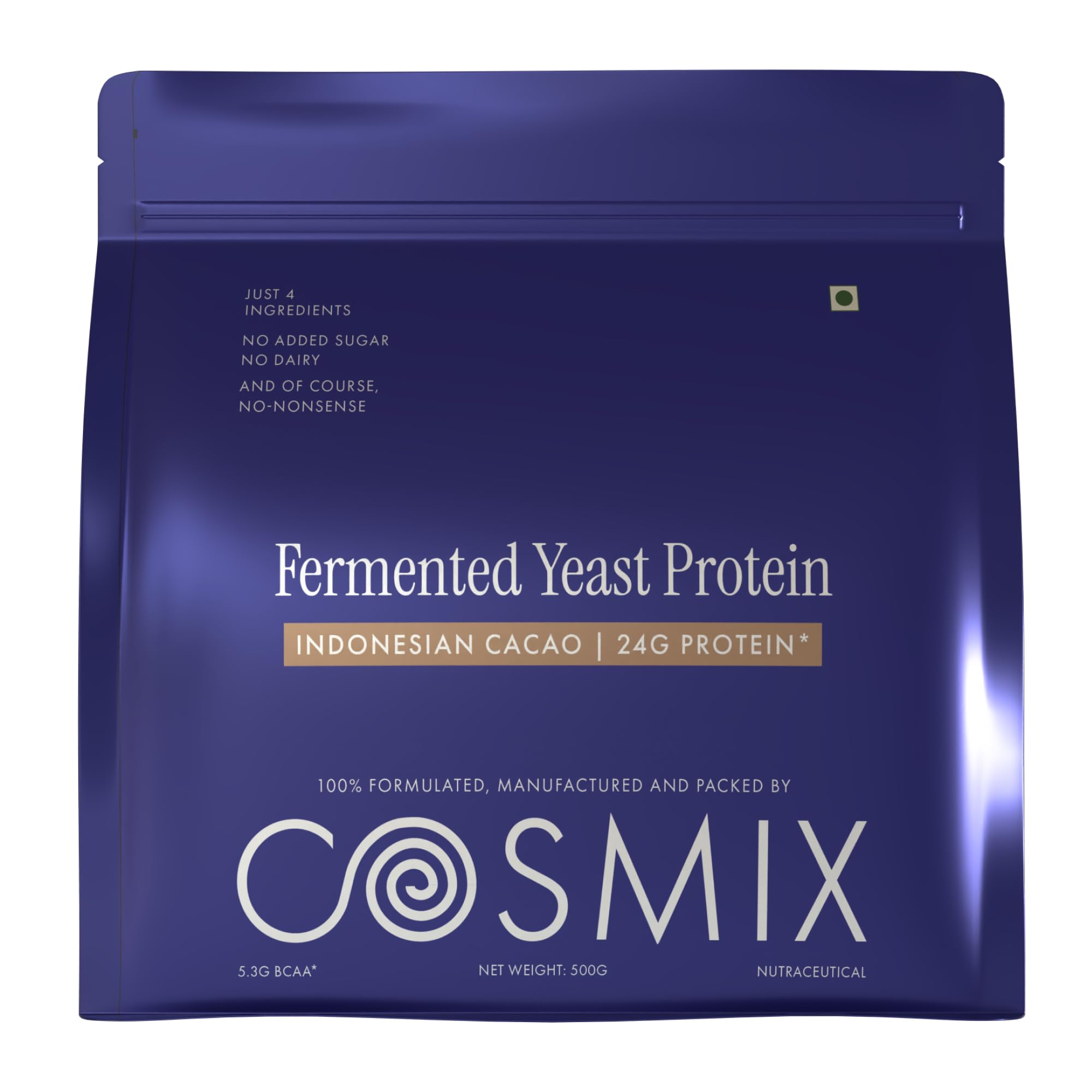 Cosmix Fermented Yeast Protein Powder | 24g Protein | Pure Single-Source Protein | Made In-House | Smooth, Crazy tasty & Gut-Friendly | Indonesian Cacao, 500g Pouch-image-26