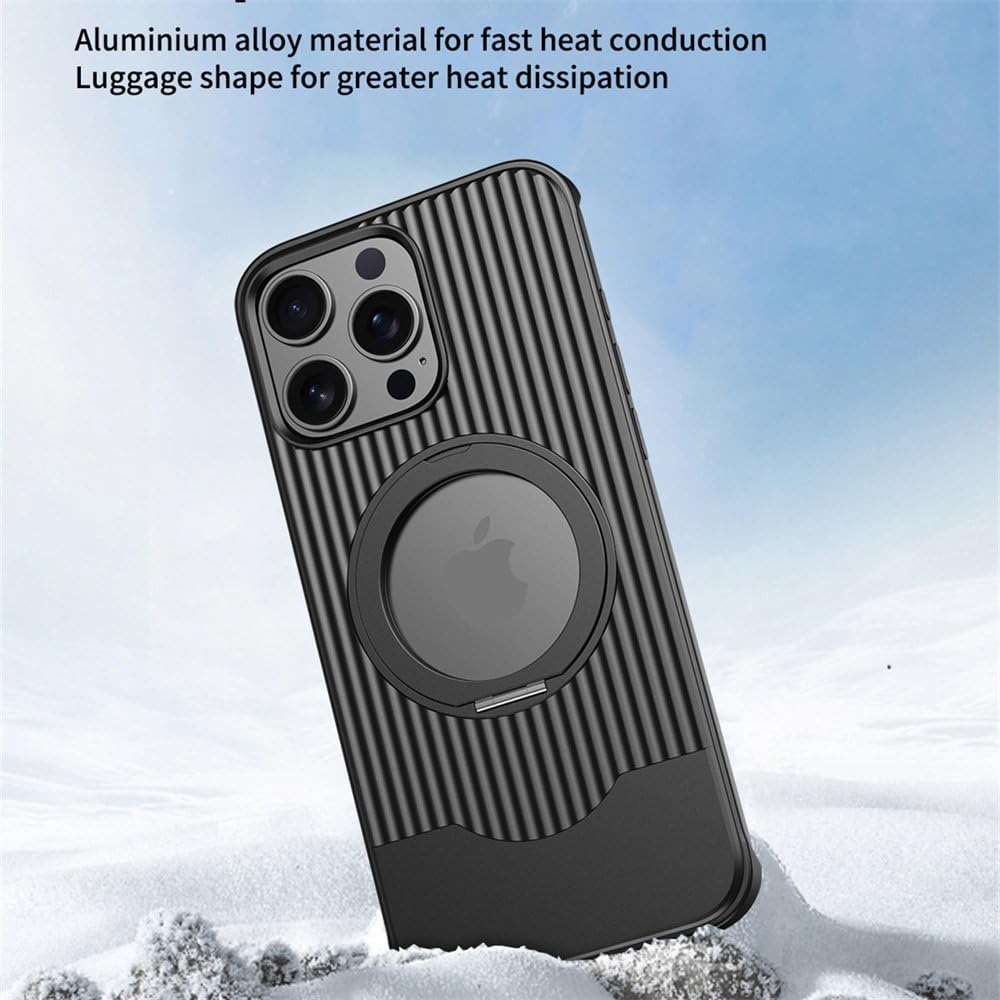Magnetyczny uchwyt teleskopowy metalowy antypoślizgowy pokrowiec na telefon komórkowy do iPhone'a 15 16 Pro Max 16 Plus, ładowanie bezprzewodowe, odporny na wstrząsy, szary, do iPhone'a 15 Pro