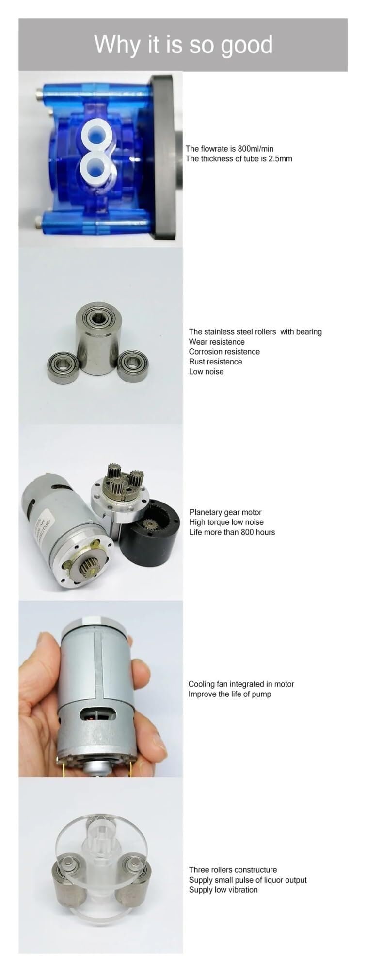 Industrielle Schlauchpumpe, Peristaltische Pumpe, Die Wasserableitung Pumpt, 800 Ml/min, Laborklebermessgerät Mit Großer Durchflussrate,für Labor(24V)