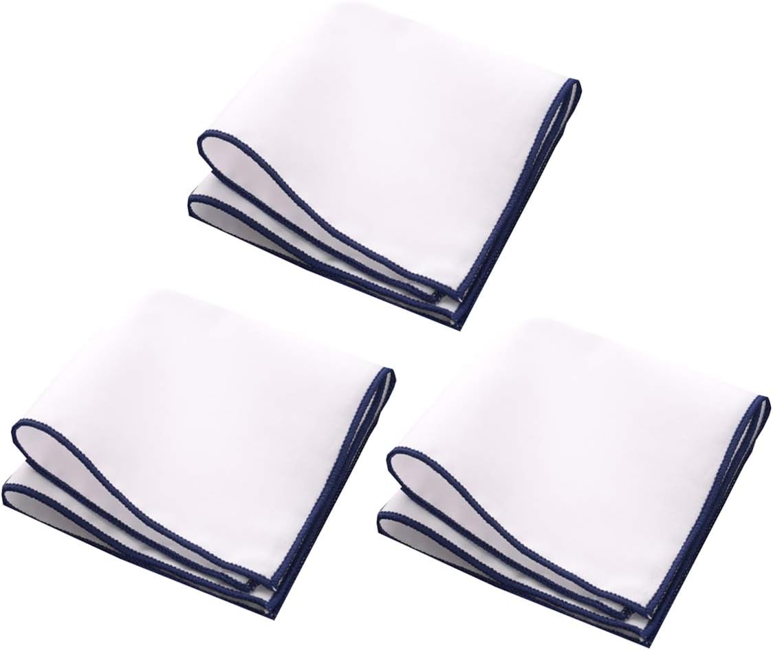 BonjourMrsMr Mens White Cotton Pocket Square For Suit Tuxedo Handkerchief Hanky
