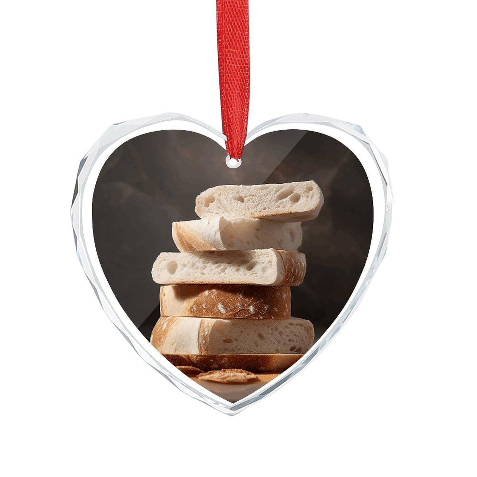 Stack of Bread Slices Engagement Gifts for Couples, Glass Ornaments Just Married Bridal Shower Decor, Heart Keepsake Decor for Bride & Groom