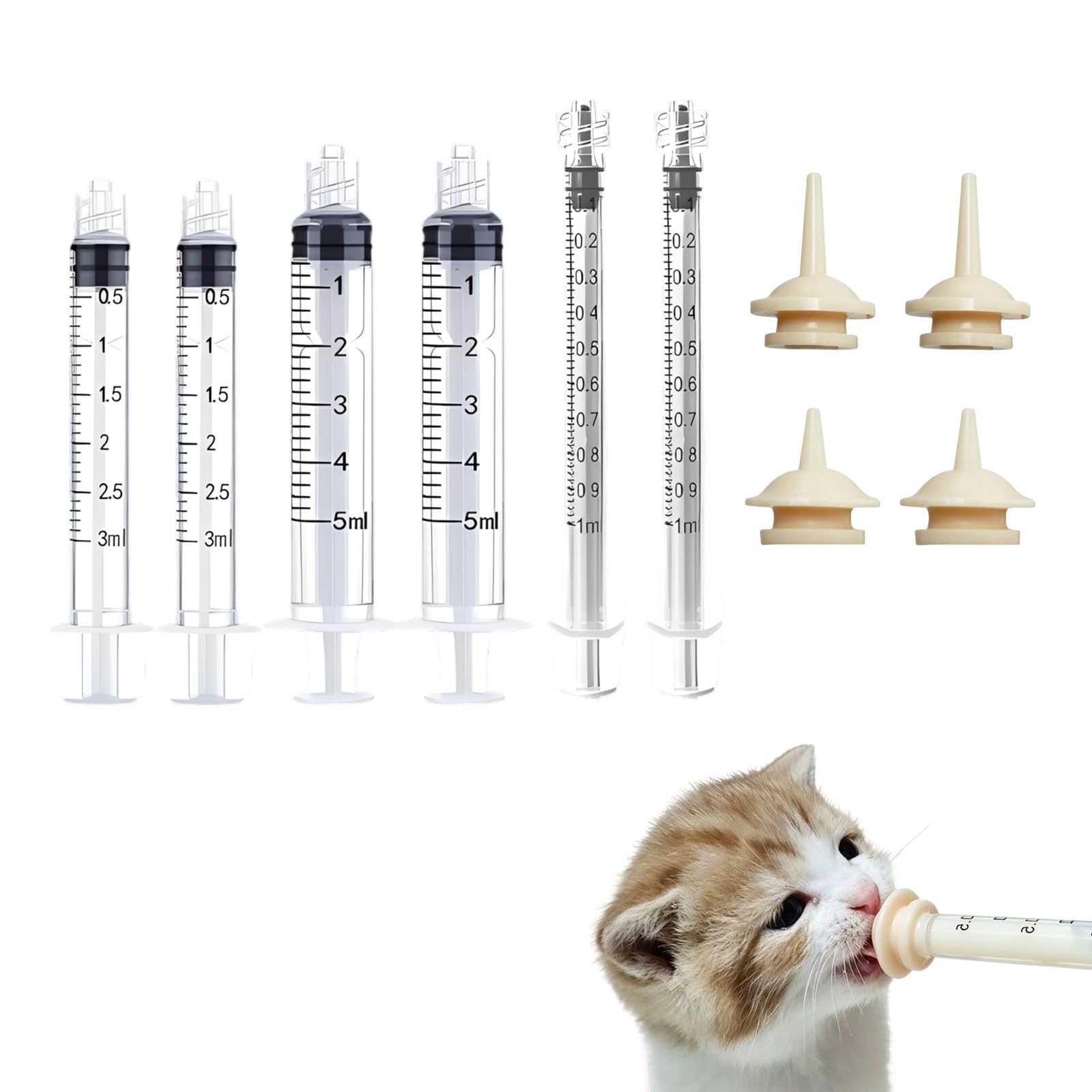 2-Set Syringe for Feeding Pets | Silicone hand feeding syringe pump for birds and small animals. Kitten feeding bottle nipple small pet nursing tool.-picture-11