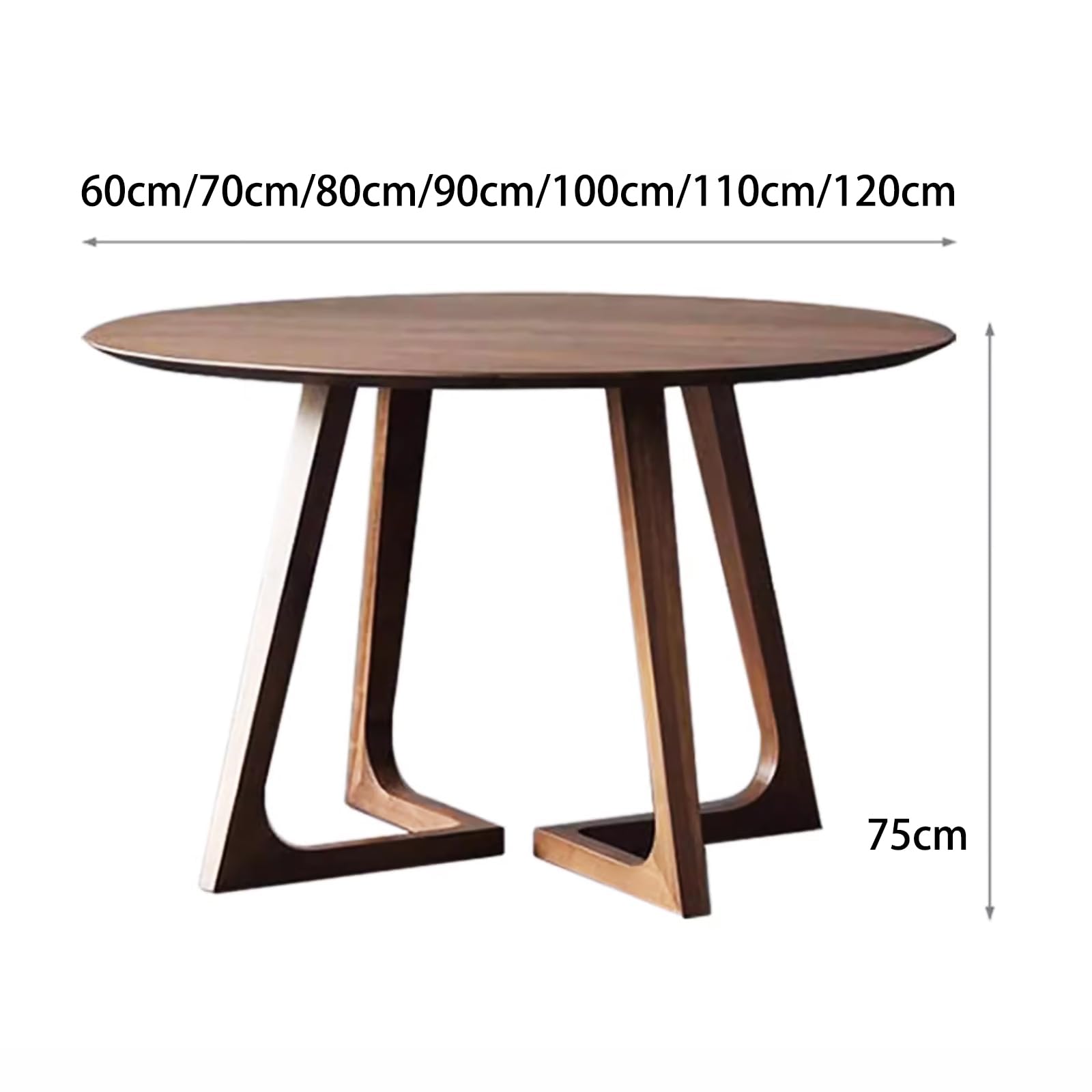 Solidny drewniany okrągły stół jadalny w stylu Mid Century Modern - rustykalny design na postumencie do małych przestrzeni - miejsca dla 2-4 osób - meble do kuchni i jadalni,Walnut,100cm