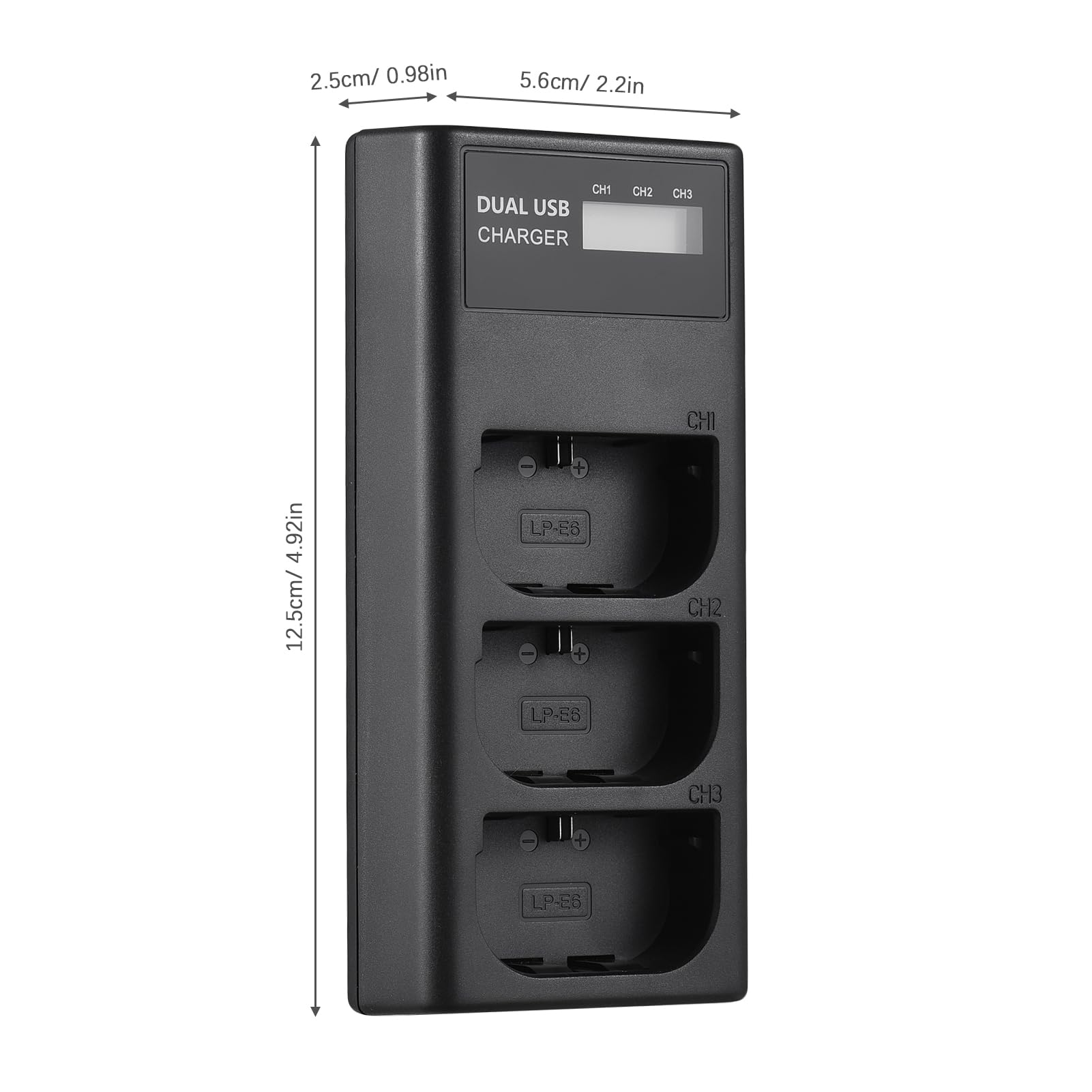 Andoer LP-E6 akumulator zamienny i zestaw ładowarki, ładowarka 3 gniazda + 3 akumulatory LP-E6 2650 mAh kompatybilne z Canon EOS 5D Mark II III IV/5DS/5DS R/6D/6D Mark II/7D Mark II/60D/70D/80D/90D