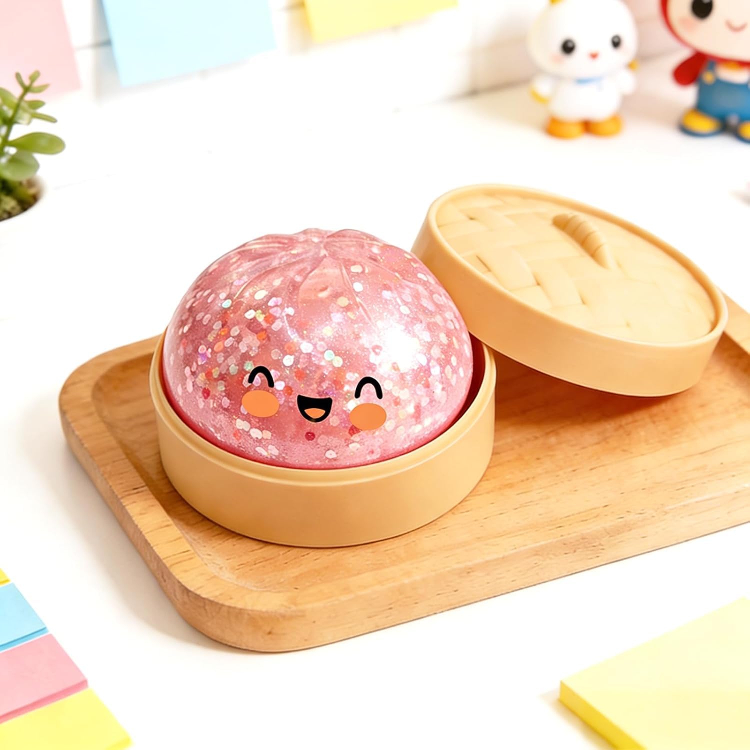 Dumpling Squishy Stress Relief Toy, Mystery Box Squeeze Ball, Sensory Fidget Toy for Anxiety Relief, Easter & Holiday Basket Stuffer (Pink) — view 6