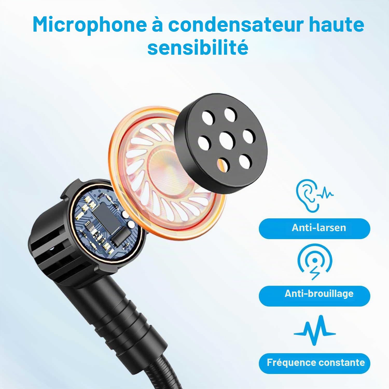 Kinizuxi Micro Serre Tete sans Fil,2.4G UHF Wireless Microphone,Transmission sans Fil de 165 Pieds Compatible avec 3,5 mm et 6,35mm,pour Conférence, Enseignement, Guide Touristique, etc
