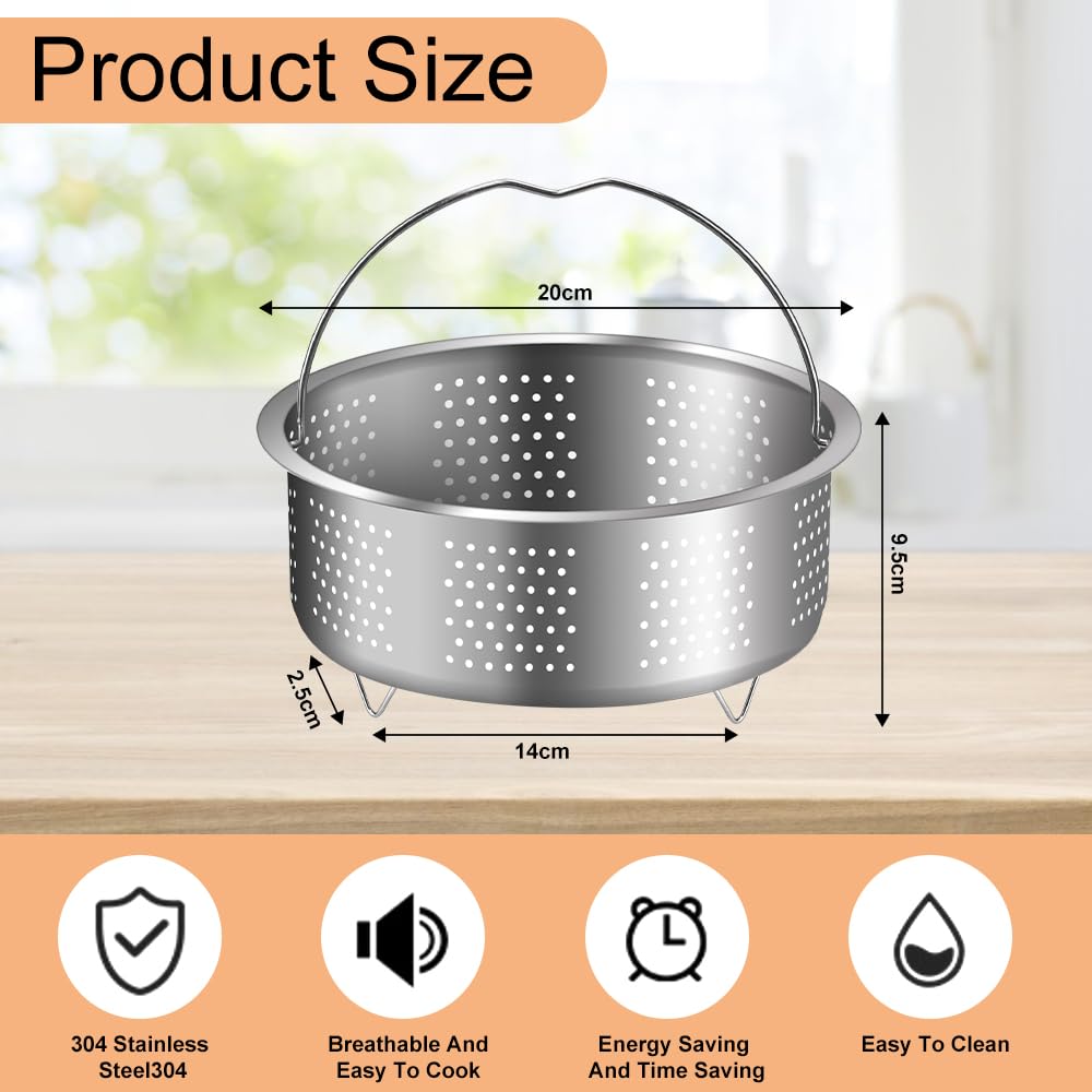 Cesta para cocinar al vapor de acero inoxidable 304, 20 cm, cestas para cocinar al vapor multifuncionales, cesta para cocinar al vapor para recalentar, pasta, queso, cereales