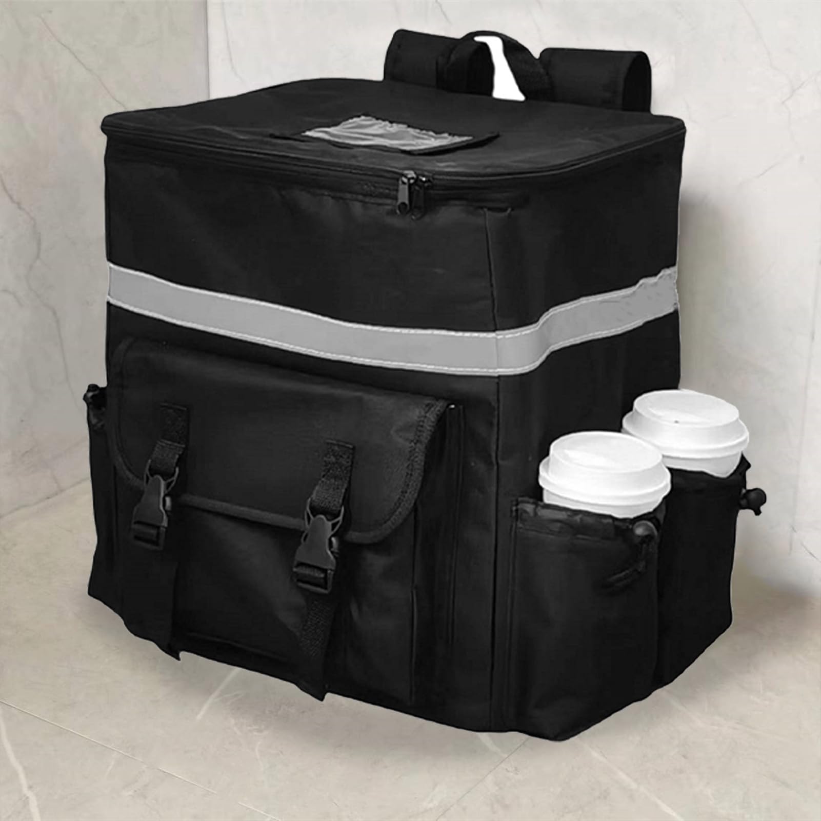 Borsa termica per alimenti caldi, zaino impermeabile, doppio buckle, Consulte la descripción, Vedere la descrizione | Con 4 tasche per tazze, grande contenitore termico durevole per campeggio, spiaggia, picnic, casa e consegna