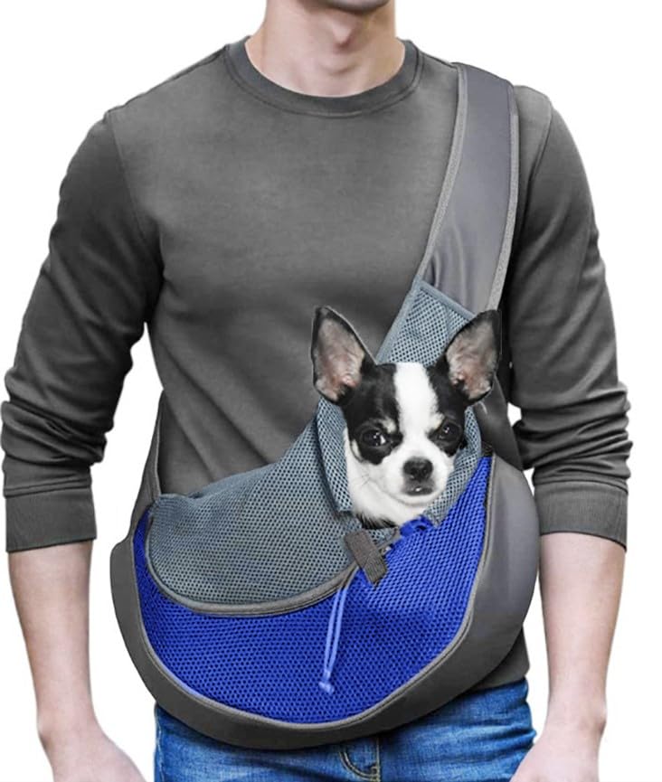 SIQITECHUK Pet Sling Carrier Bag Hands Free Doggie Cat Bag Dog Papoose Front Carrier Pet Shoulder Carry Bag Tote Bag Small Dog Pouch Carrier Breathable Mesh with Adjustable Shoulder Strap Below 10lbs