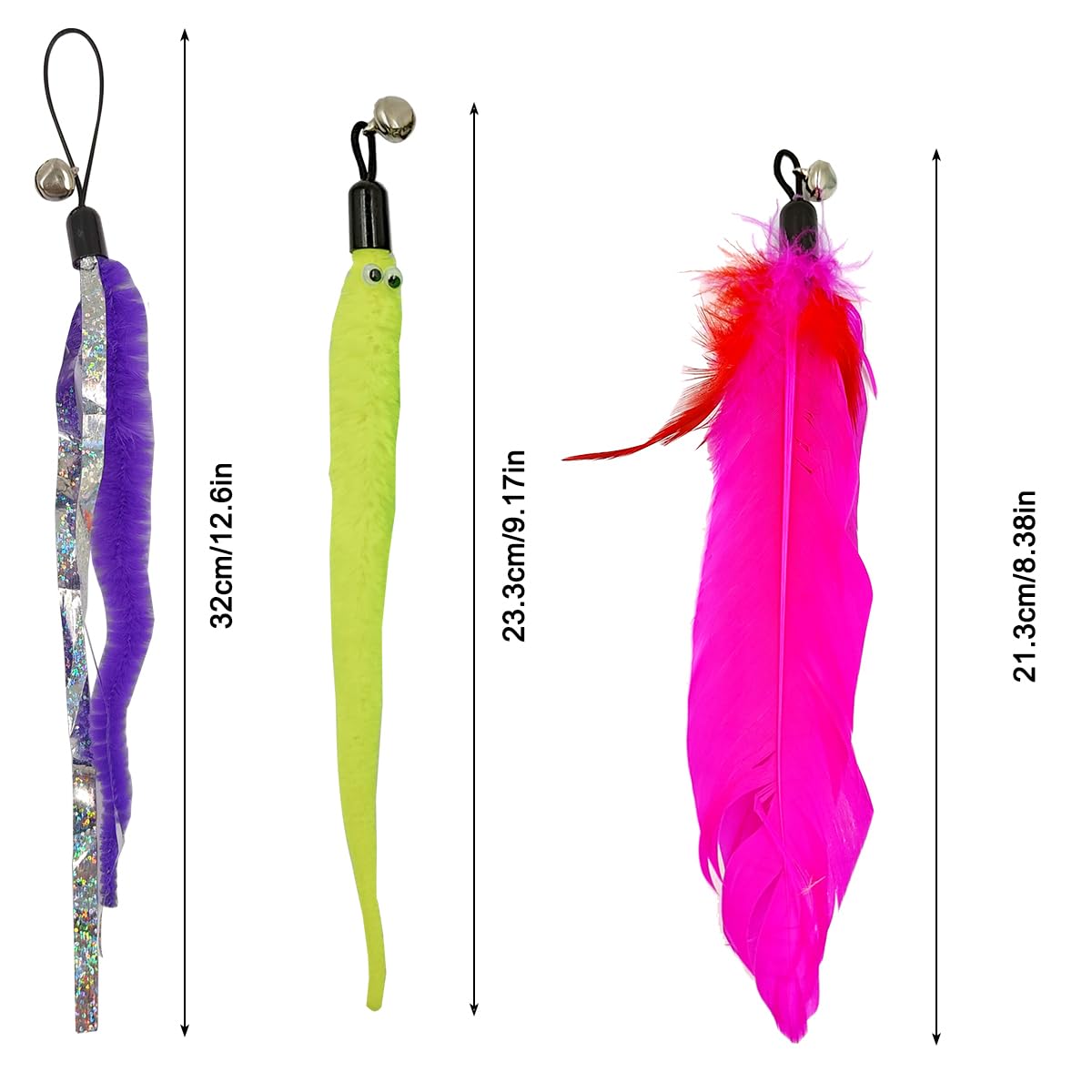 DLAND Cat Worm Toy Refill Cat Toycat Feather Toy Replacement Cat Wand Refill (20pcs)