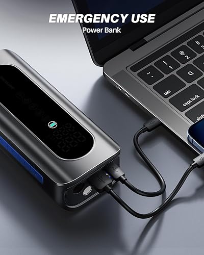 Miniatura 8 de AUTOONE Compresor de aire portátil para inflador de neumáticos, bomba de aire de 150 PSI para neumáticos de automóvil con medidor de presión de