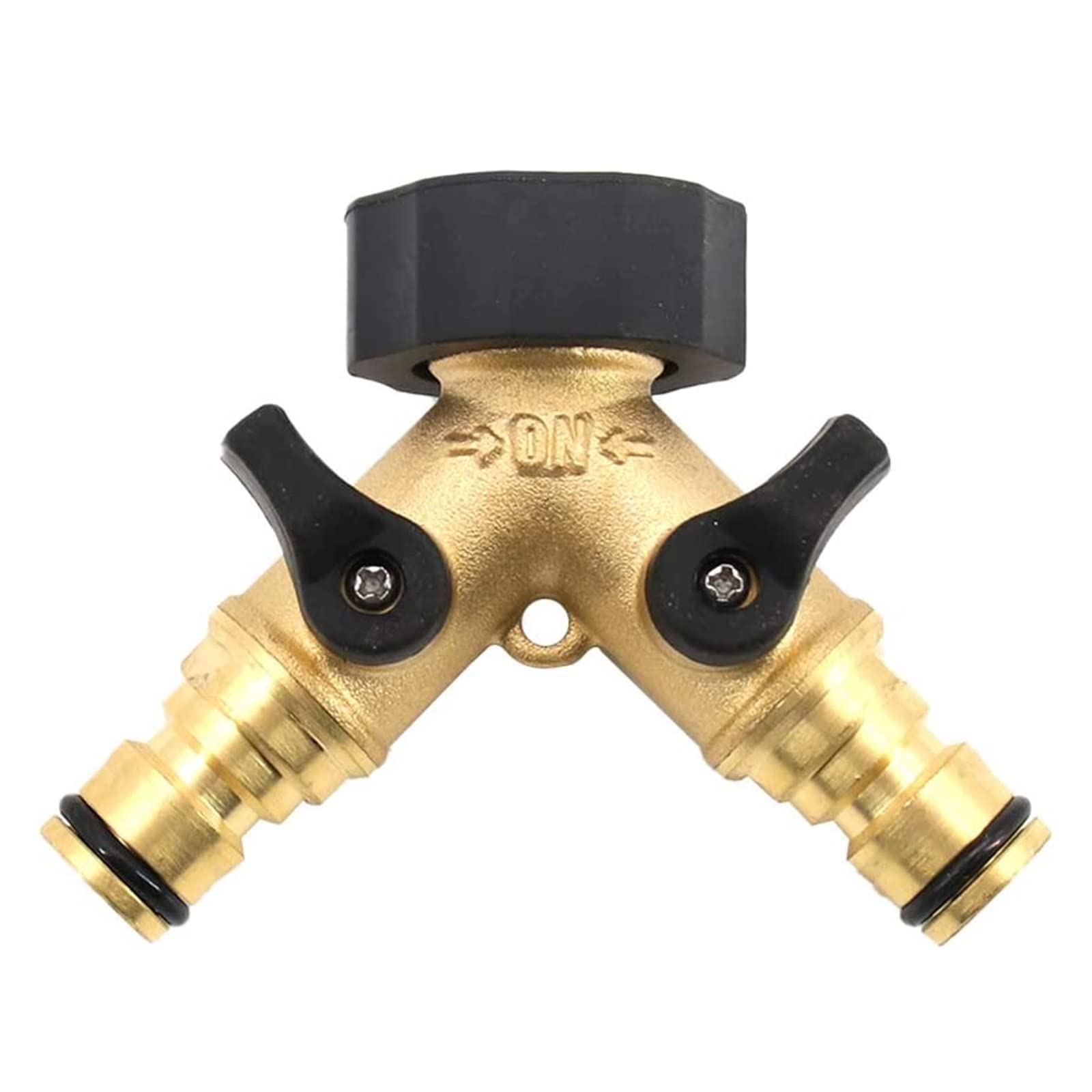 Homo Trends Black Gold 2 Way Brass Tap Garden Hose Splitter, Double Tap Adaptor Irrigation Hose Connectors Manifold-Turn With Individual On/Off Valves For Outdoor Home Kitchen