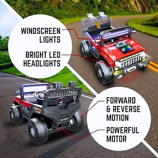 Image of Kawaii Kids Battery Operated Electric Car for Kids Rideon Jeep with Remote Control, USB, Bluetooth and Windshield Lighting, for Kids 1 to 5 Years (Thar, Red)