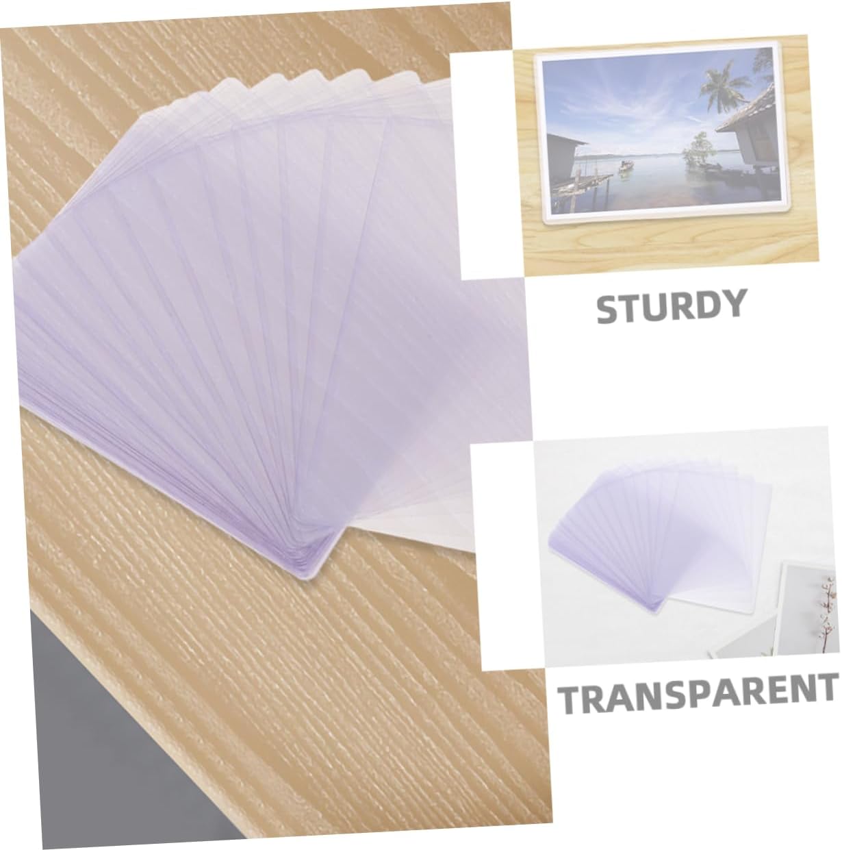 Lurrose 50pcs Hard Plastic Photo Sleeves Waterproof Card Protectors for Postcards Document Holders for Storing and Displaying Photos