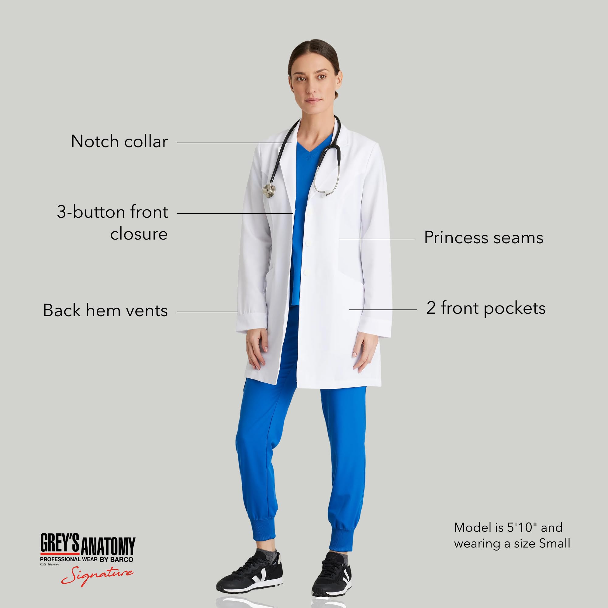 BARCO Grey's Anatomy Signature Damen Eve 34" 2-Pocket Stretch 3-Knopf Lab