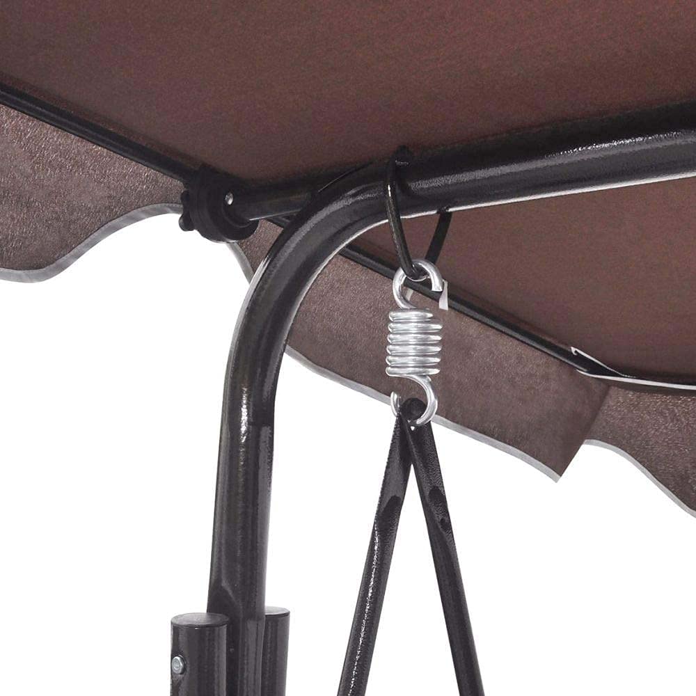 Bakaji Dondolo Da Giardino 3 Posti Colore Brown Tetto Parasole Struttura in Acciaio Inox Seduta in Texilene Traspirante Dimensioni 175 x 112 x 155 cm (Marrone)