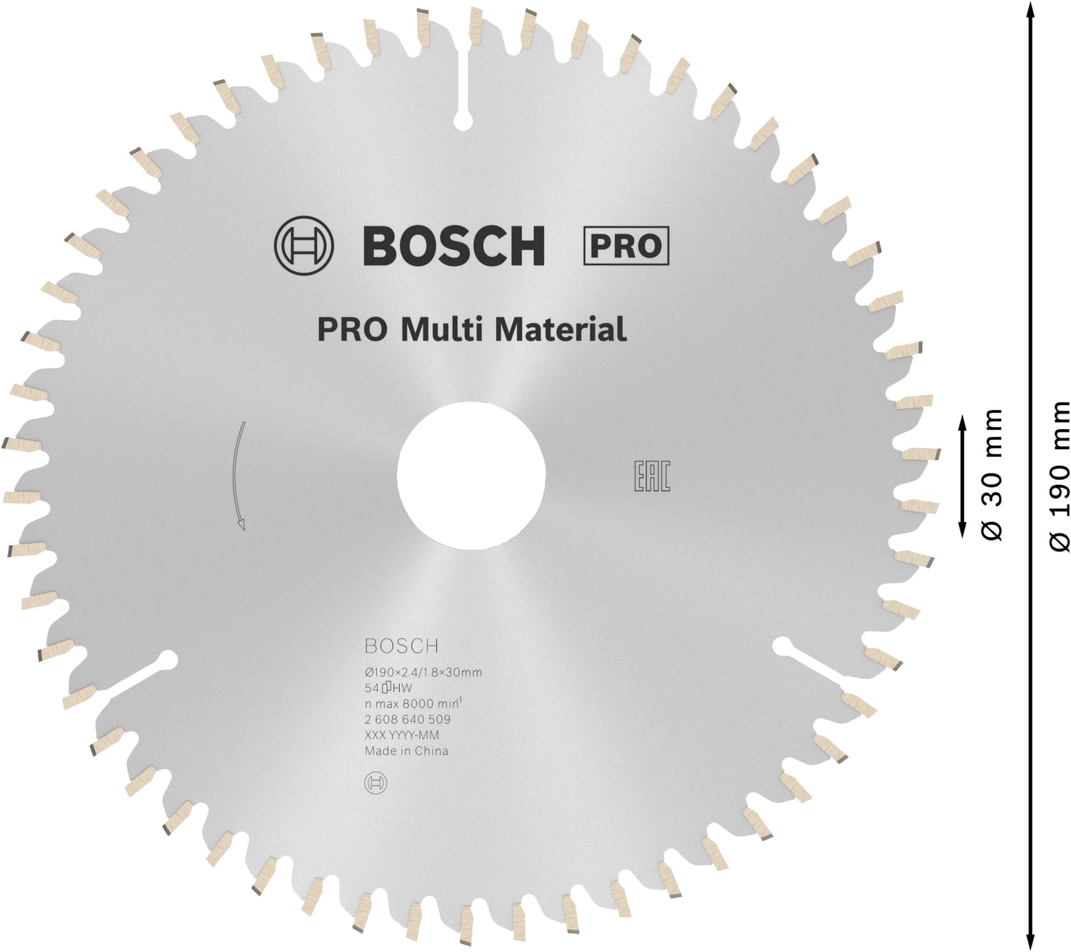 Bosch 1x Tarcza pilarska PRO Multi Material do przewodowych ręcznych pilarek tarczowych (do Aluminiowy, Tworzywa sztuczne, Ø mm, Professional Akcesoria Ręczna pilarka tarczowa)