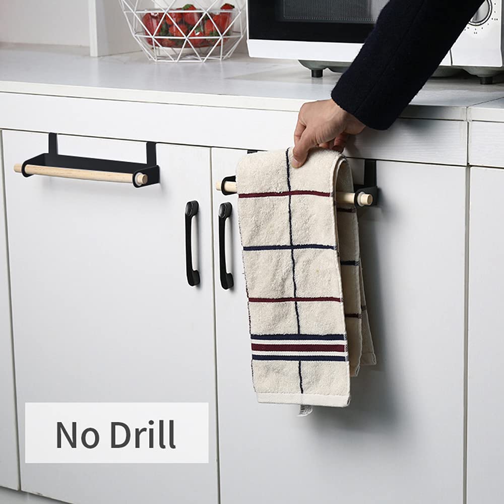 2 Pezzi Porta Asciugamani Cucina Acciaio Inossidabile con Strisce Antigraffio, Appendi Strofinacci Estensibile Forare Senza 25-40cm, Appendini