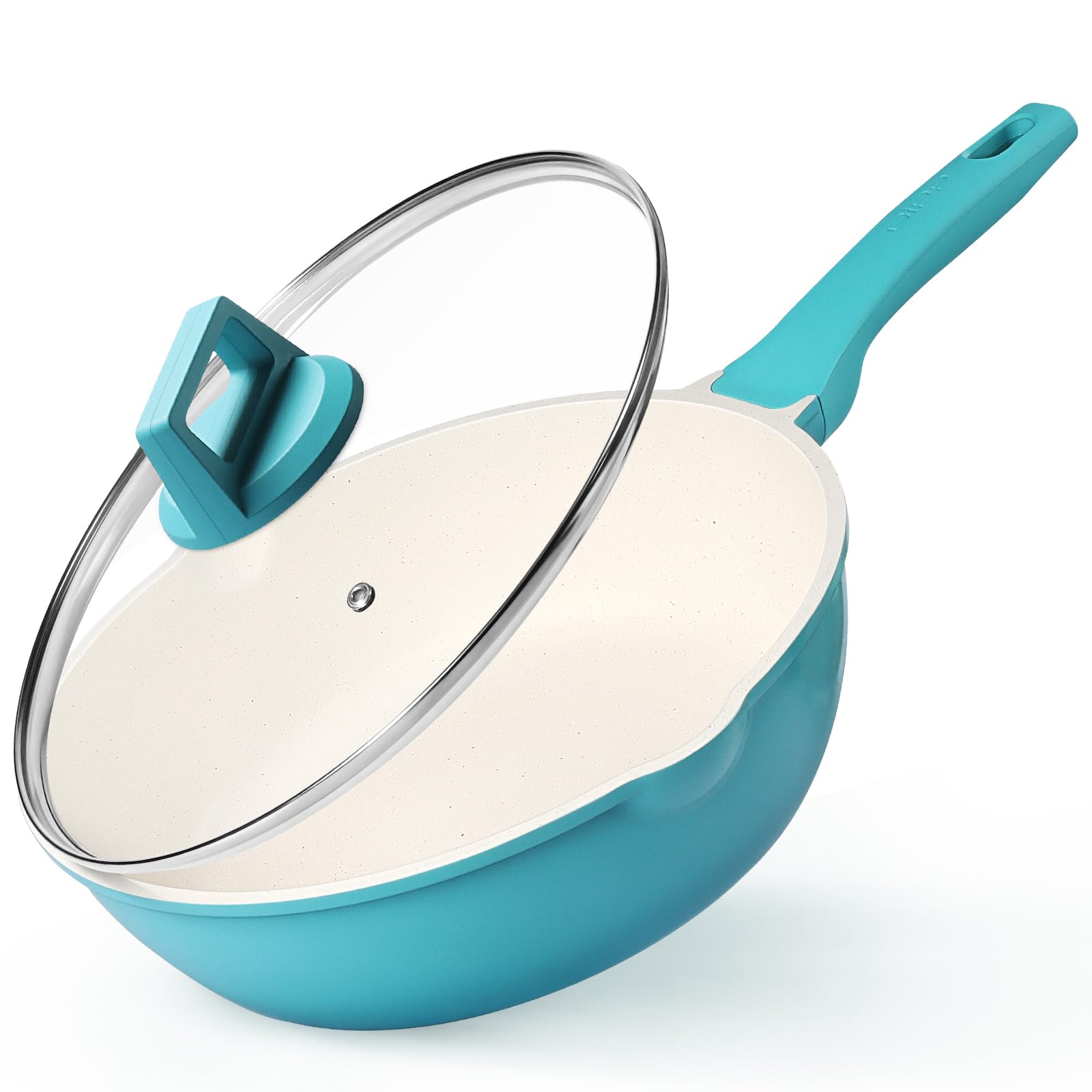 GiPP SartéN Antiadherente Con Tapa, SartéN Profunda De 30 Cm Y 5.1L, Sarté De CeráMica, Mango Que Se Mantiene FríO, SartN De InduccióN, Saludable Y No TóXica,azul