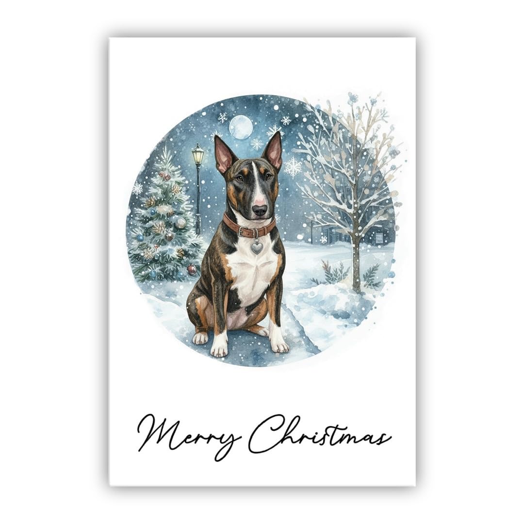 Dog Christmas Card - From the Dog to Owner Mum Dad Groomer - Dog Christmas Card – Many Breeds Available – Dog Lovers Card (Bull Terrier brindle) — image 1
