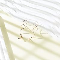 Vista 33 de Handmade Spiral Threader Earrings Sterling Silver Hypoallergenic Twisted Pull Through Drop Dangle Earrings for Women - Silver & Gold