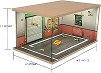 Vista 4 de Vitrina de coche modelo a escala 118 vitrina de garaje de coche 118 con cubierta de acrílico transparente e iluminación LED para coches fundidos a