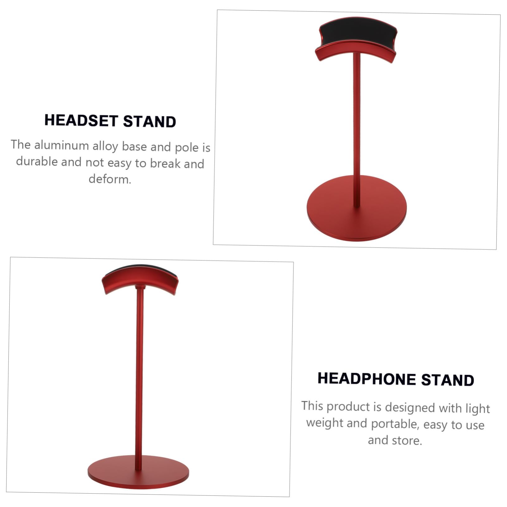 Supporto per Cuffie da Gaming in Lega di Alluminio e Gomma, Organizzatore Portatile per Auricolari da Scrivania Rosso Design Curvo Liscio, per Giochi al Computer