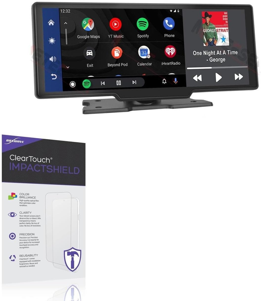 BoxWave Screen Protector Compatible with Meteeser Portable Car Stereo (no Camera) (10.26 in) - ClearTouch ImpactShield (2-Pack), Impenetrable Screen Protector Flexible Film