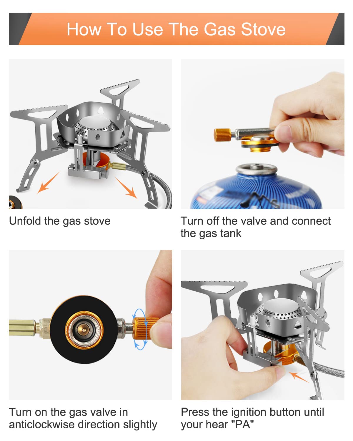 AUTOPkio Réchaud Camping à Gaz 6800W, Poêle De Randonnée Coupe