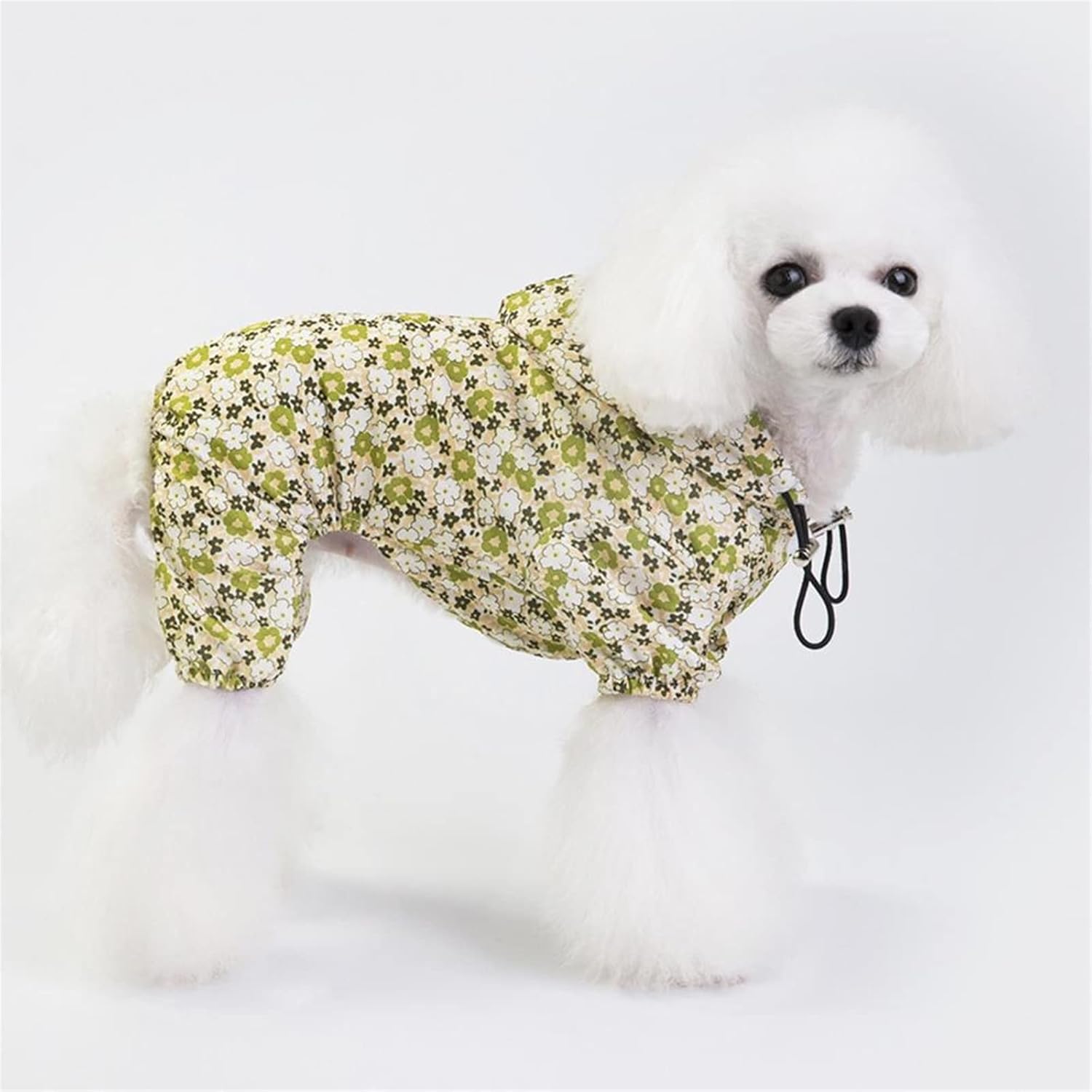 Dog Raincoats Polyester Hooded Waterproof Four-Legged Hooded Fresh Printed Raincoat Dog Clothes All-Match Raincoat for Outdoor Shopping (Color : Yellow, Size : Small)