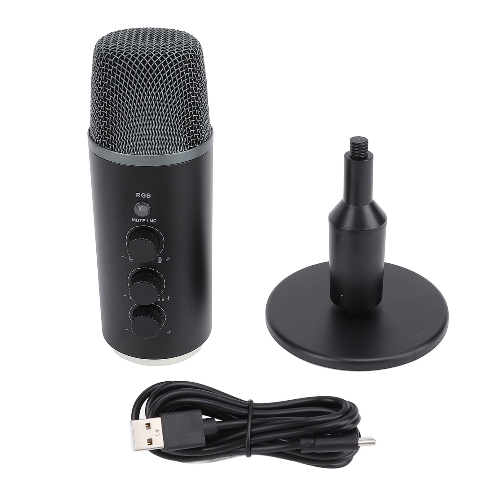 Mikrofon USB, Dźwięk HiFi, Mikrofon do Gier, Pojemnościowy Mikrofon Komputerowy, Komputer PC ze światłem RGB, Regulacja Wzmocnienia Mikrofonu, Mikrofon do Nagrywania na żywo dla