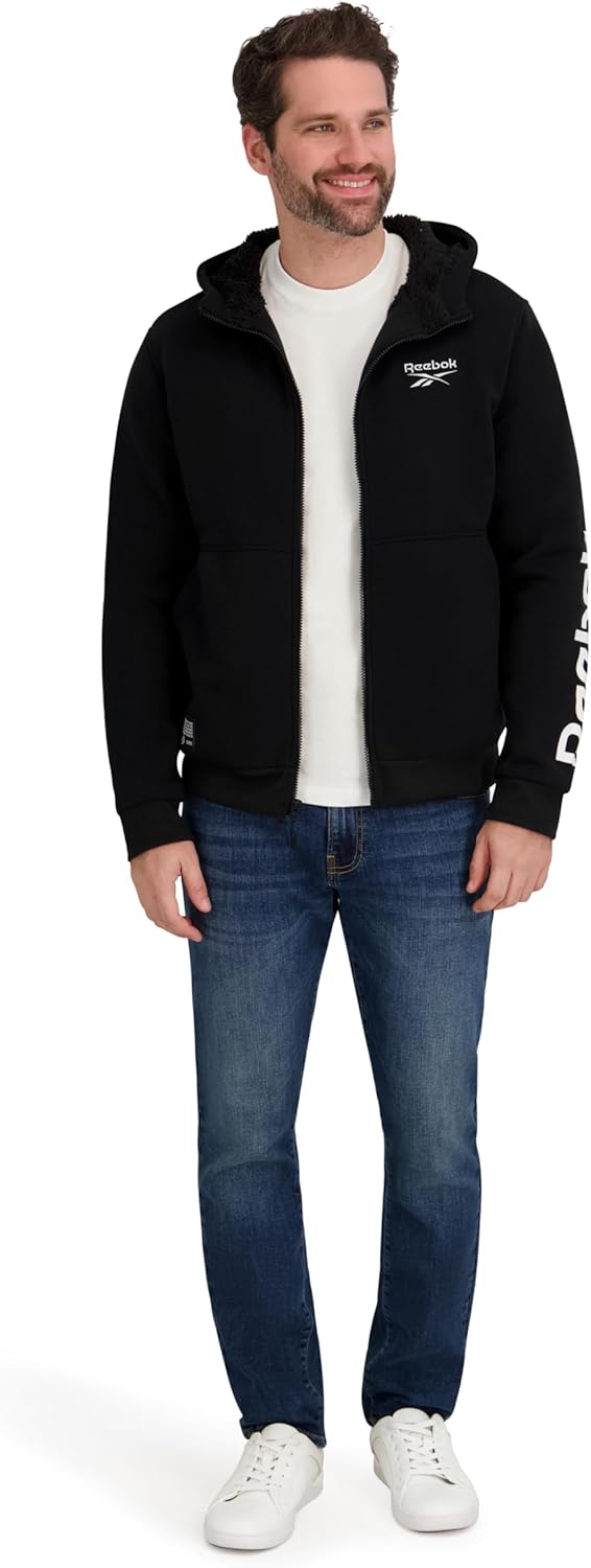 Reebok mens Zip-up Lined Logo Hoodie - Image 4