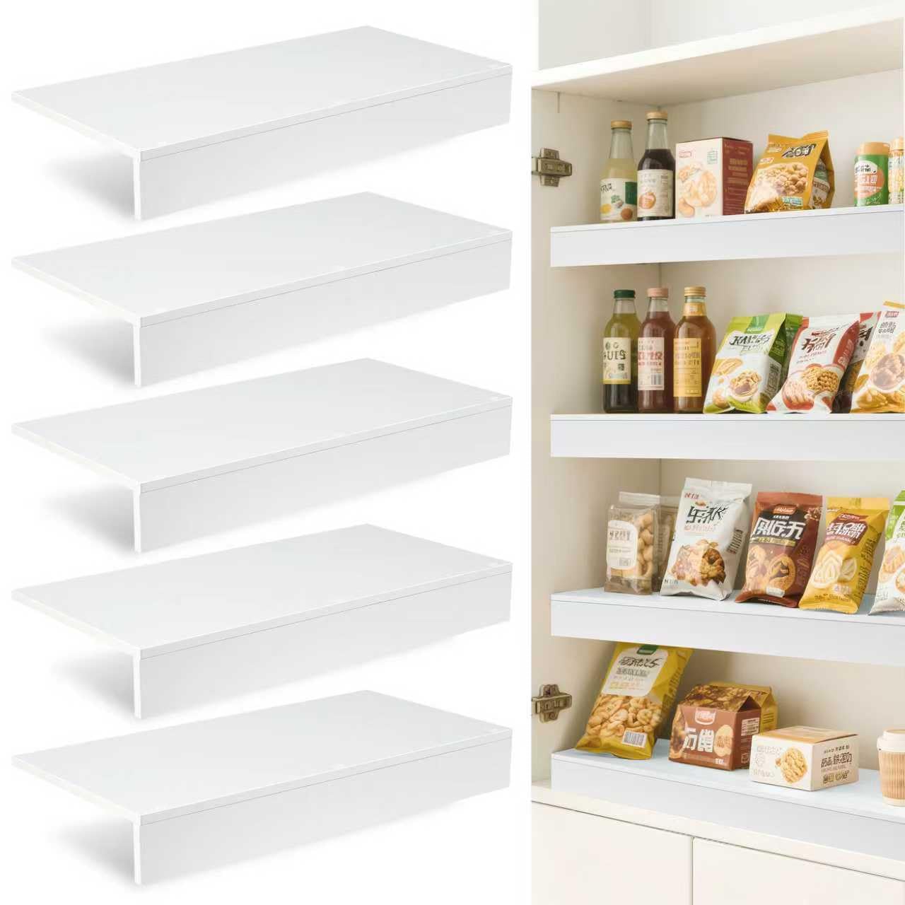 5 Pcs PVC Wire Rack Covers for Removable Closet Decoration, Wire Rack Covers Pantry Shelves Suitable for Bathroom Kitchen Shelving Organization- 24 x 12 Inch(White)