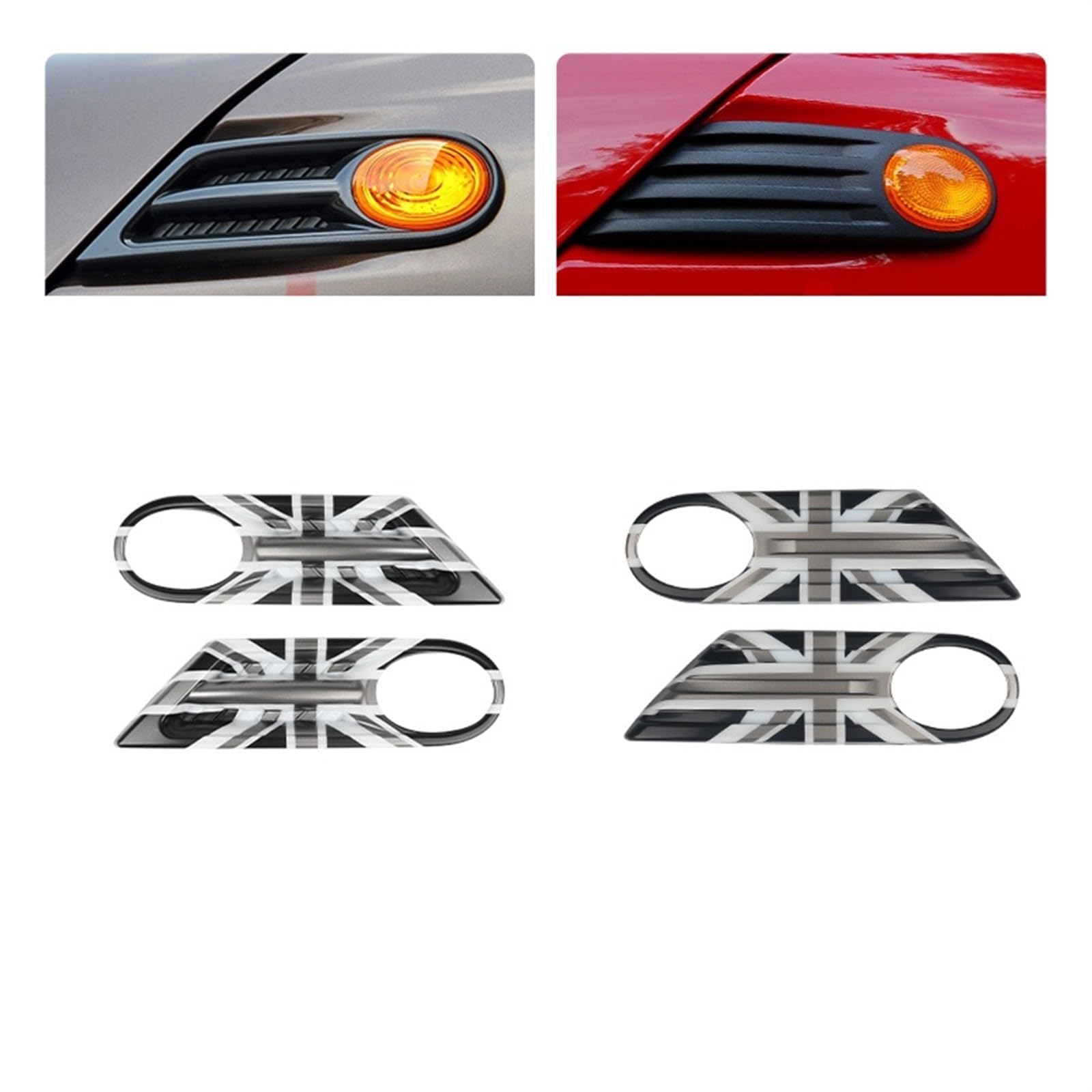 Car Exterior Side Fender Cover Signal Light Decoration Case Sticker Compatible for BMW Mini Cooper One R55 R56 Clubman Styling Accessories (Color : Black uk-2pcs, Size : Type B)