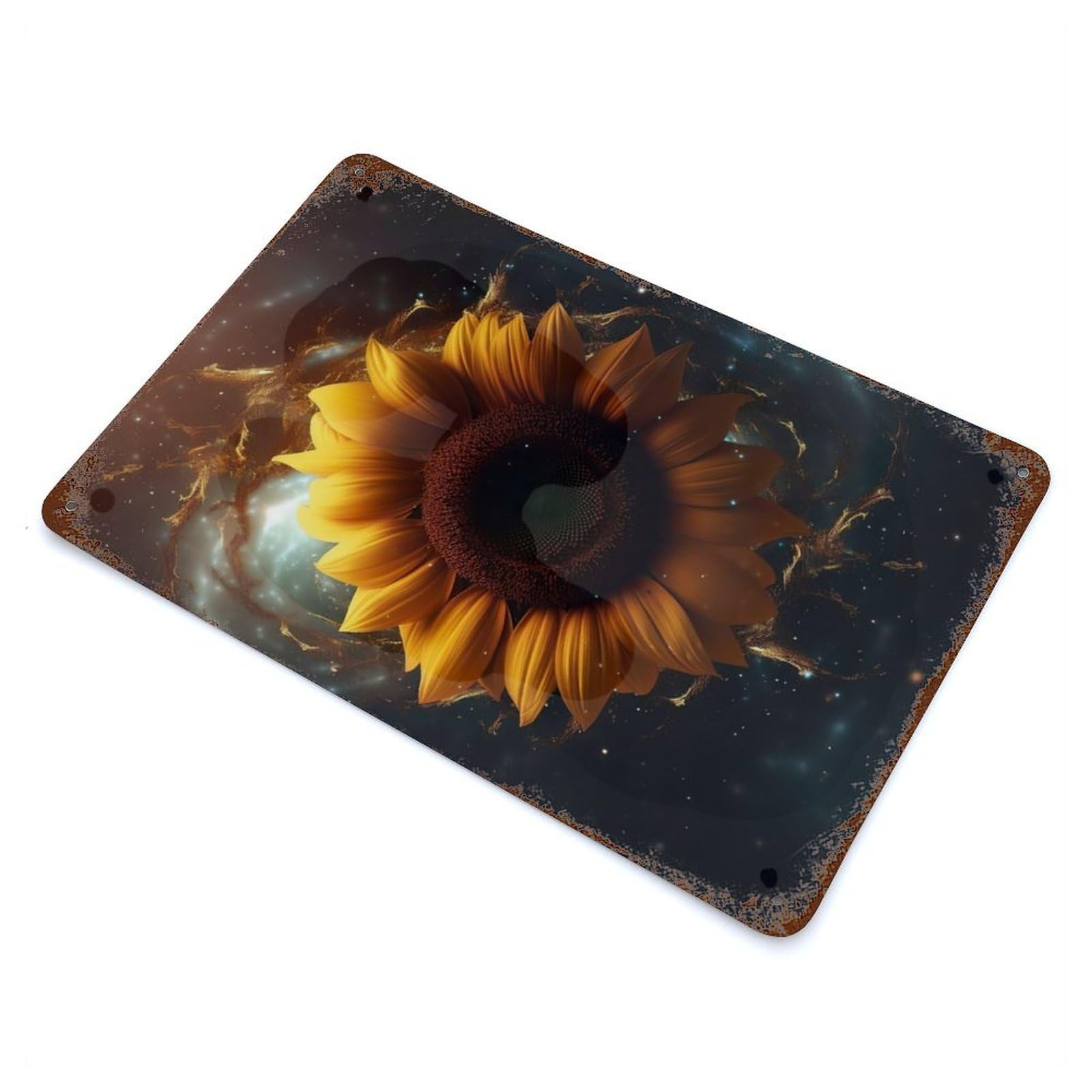 Sunflower Galaxy Milkyway Vintage Wall Sign 11.8"x7.9", Rust Effect Metal Decor for Cafe, Home Bar And Lounge Decor