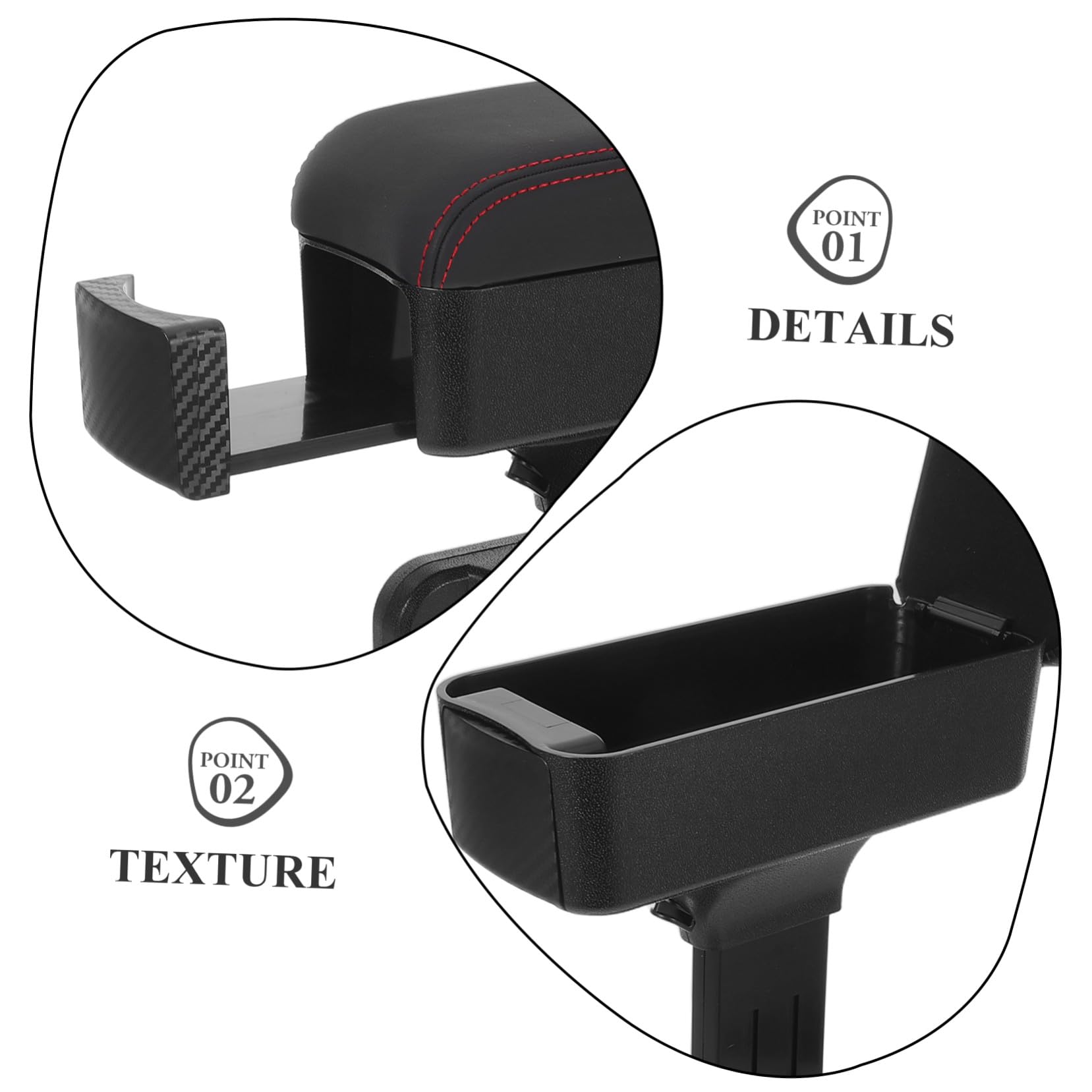 ORFOFE Box Portaoggetti Bracciolo Auto in PU Resistente Organizer Consolle Centrale Regolabile con Vassoio e Poggiabraccio Morbido Accessorio Interni di Qualità per Viaggi e Uso