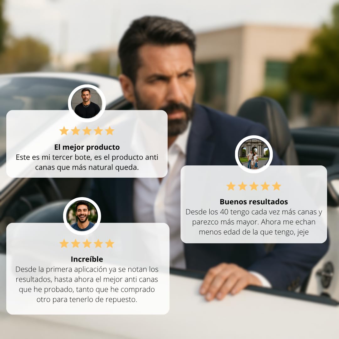 Champu No White Anticanas para la barba. Adiós a las canas en solo 10 minutos de lavado, en una sola aplicación y de manera permanente. Ingredientes naturales. (Marrón Oscuro (Dark Brown))