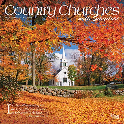 Country Churches with Scripture 2020 12 x 12 Inch Monthly Square Wall Calendar, USA United States of America