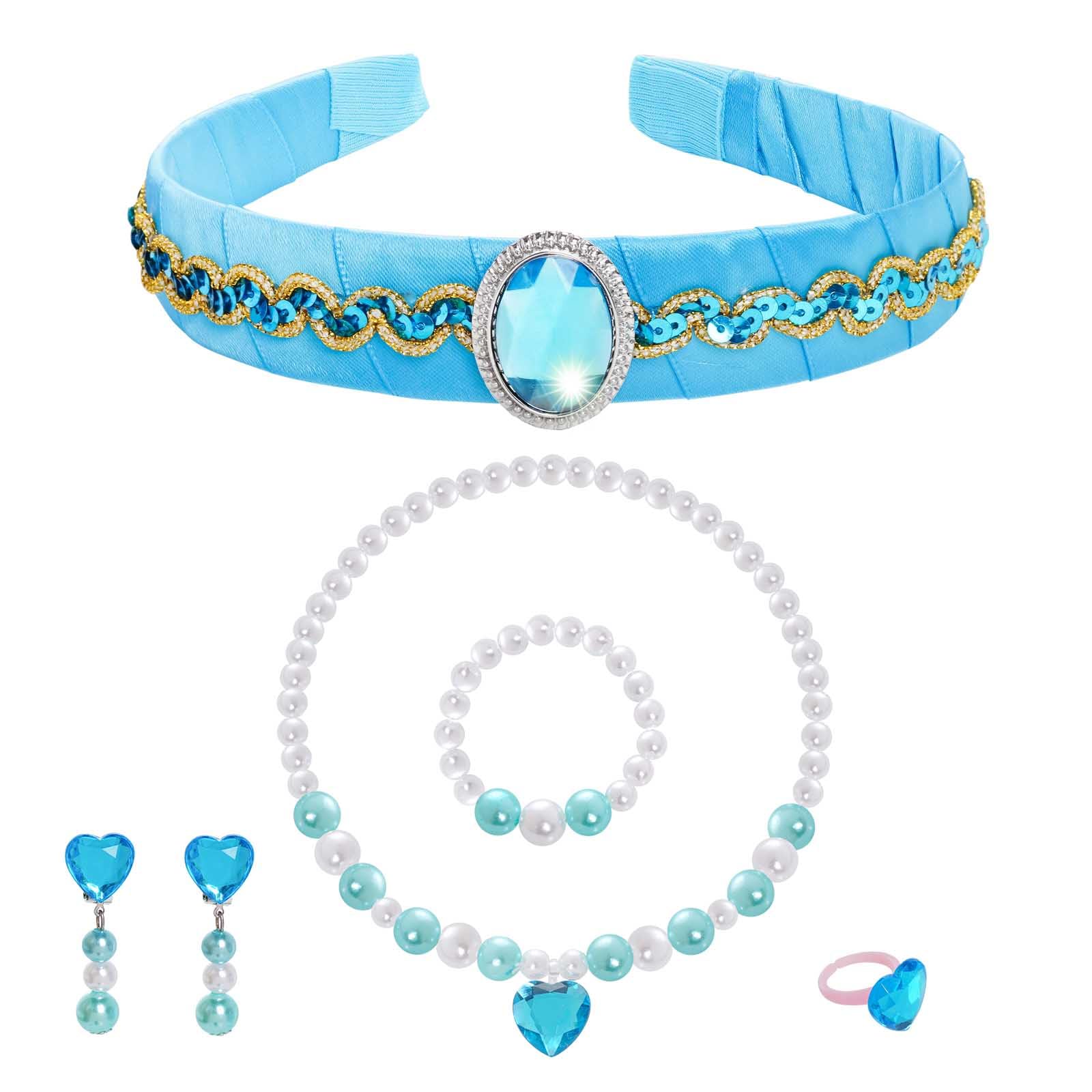 Jmkcoz Princess Costume Headband Necklace Dress up Accessories Halloween Party Cosplay Chritmas Gifts